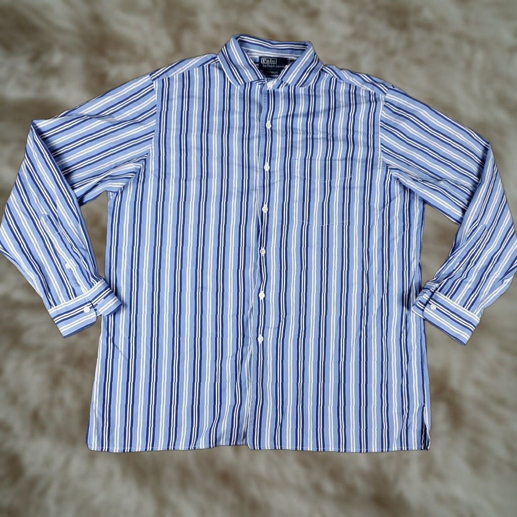 Ralph Lauren Ralph Lauren Shirt Mens XL Blue Striped Pony Button-Up Long Sleeve Casual Collection Size US XL / EU 56 / 4 - 1 Thumbnail