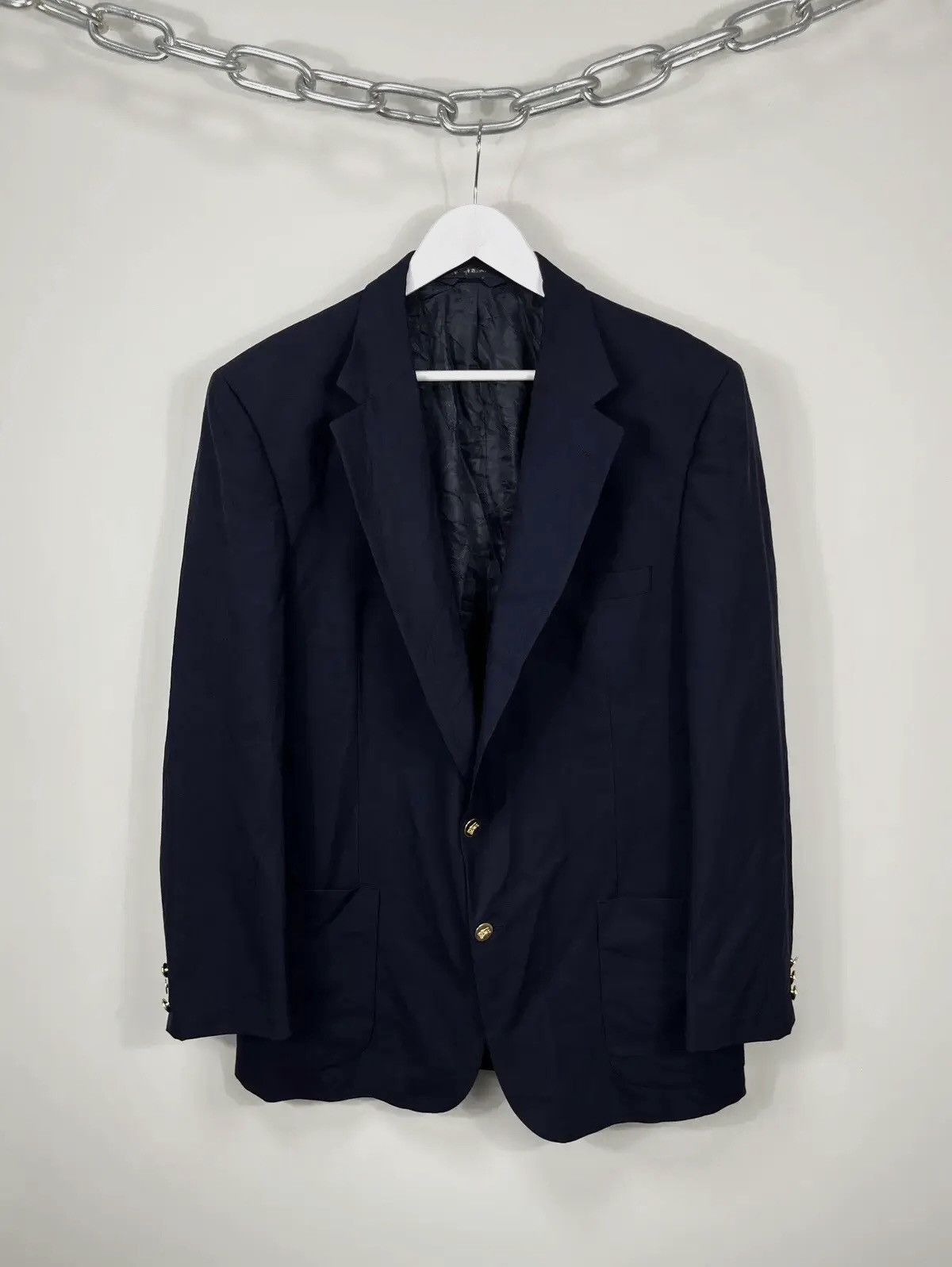 Burberry Vintage Burberry Gold Buttons Navy Luxury Wool Blazer Size 48R - 1 Thumbnail