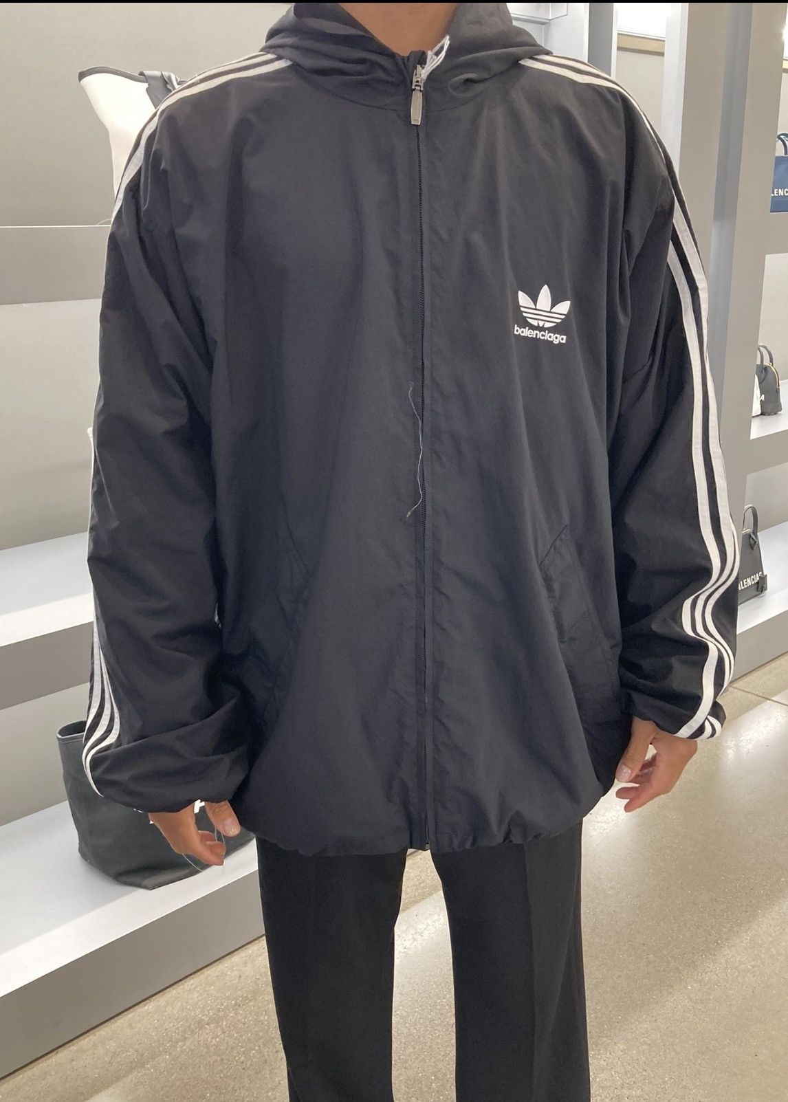 Balenciaga x Adidas Nylon Oversized Hooded Windbreaker Jacket Size US S / EU 44-46 / 1 - 3 Thumbnail