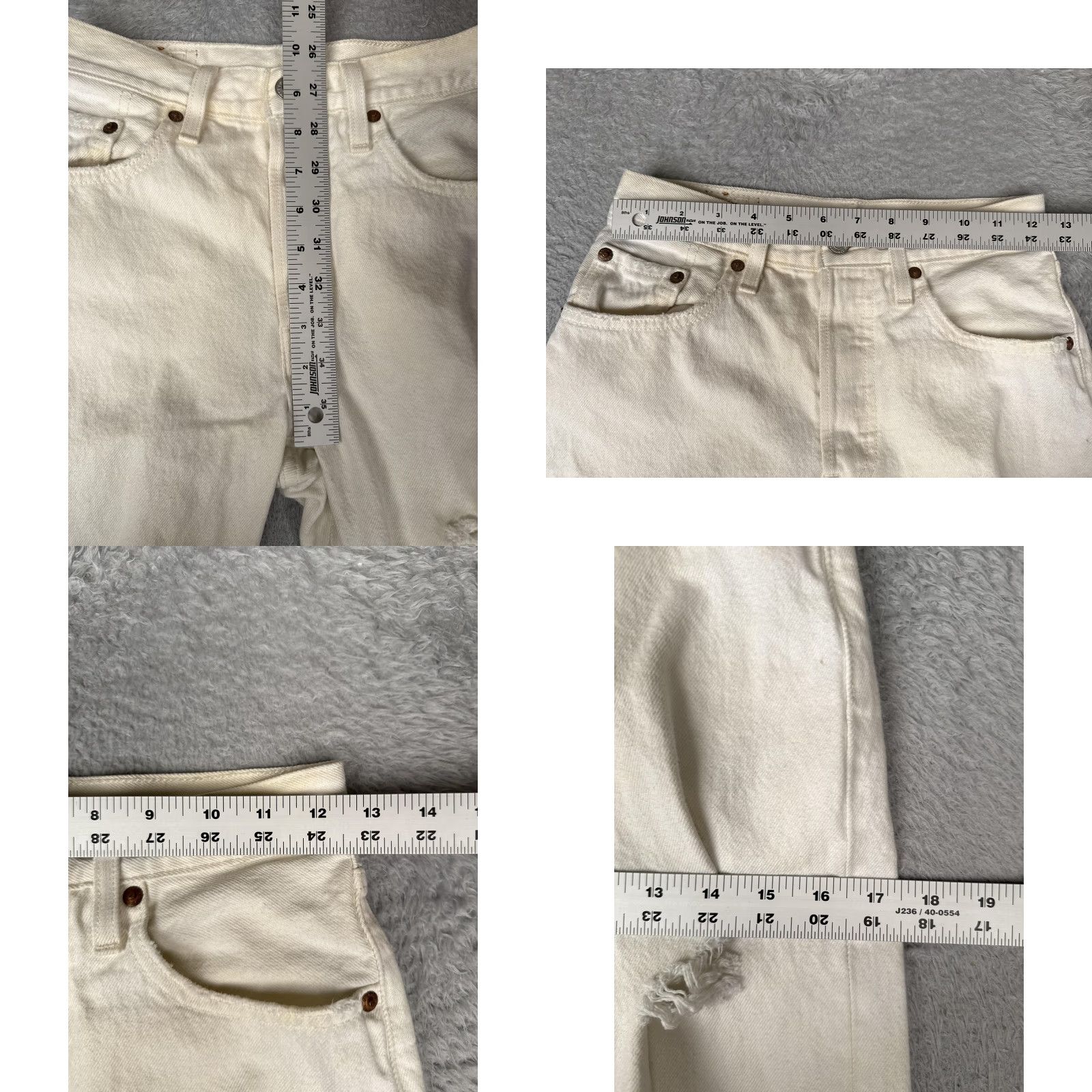 Levi's Levi's 501 Jeans Womens White Distressed Button Fly High-Rise 24x26 Straight Size 42" / US 20 - 9 Thumbnail
