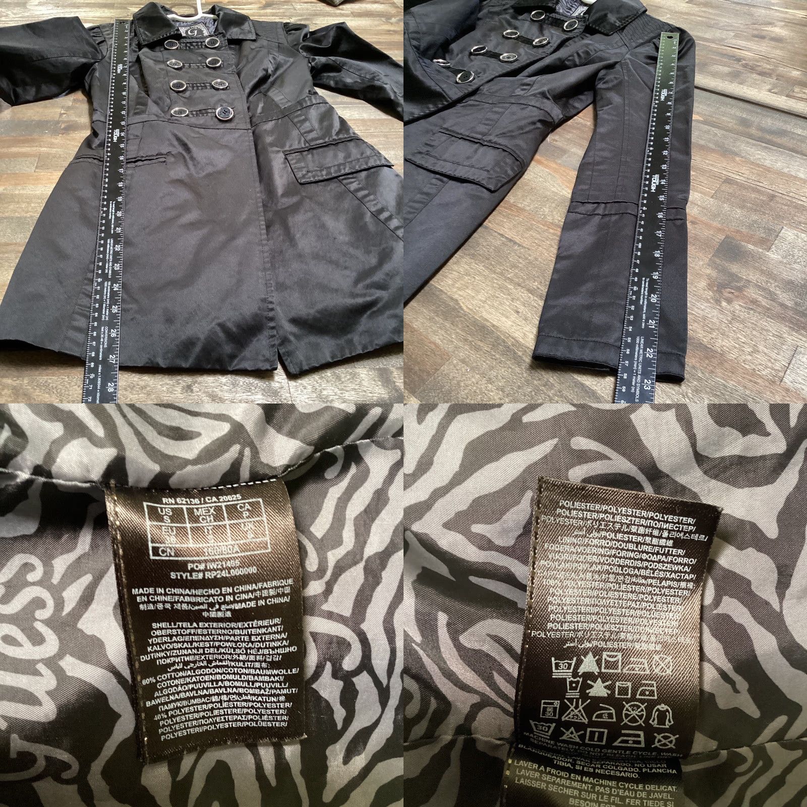 Guess VINTAGE G by GUESS Jacket Women S Black Trench Coat Button Down Collared Lined Size S / US 4 / IT 40 - 9 Thumbnail
