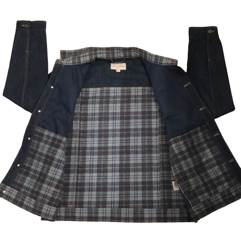 Other Sun + Stone Plaid Sherpa Denim Jacket Blue Ivory Size US XL / EU 56 / 4 - 6 Thumbnail