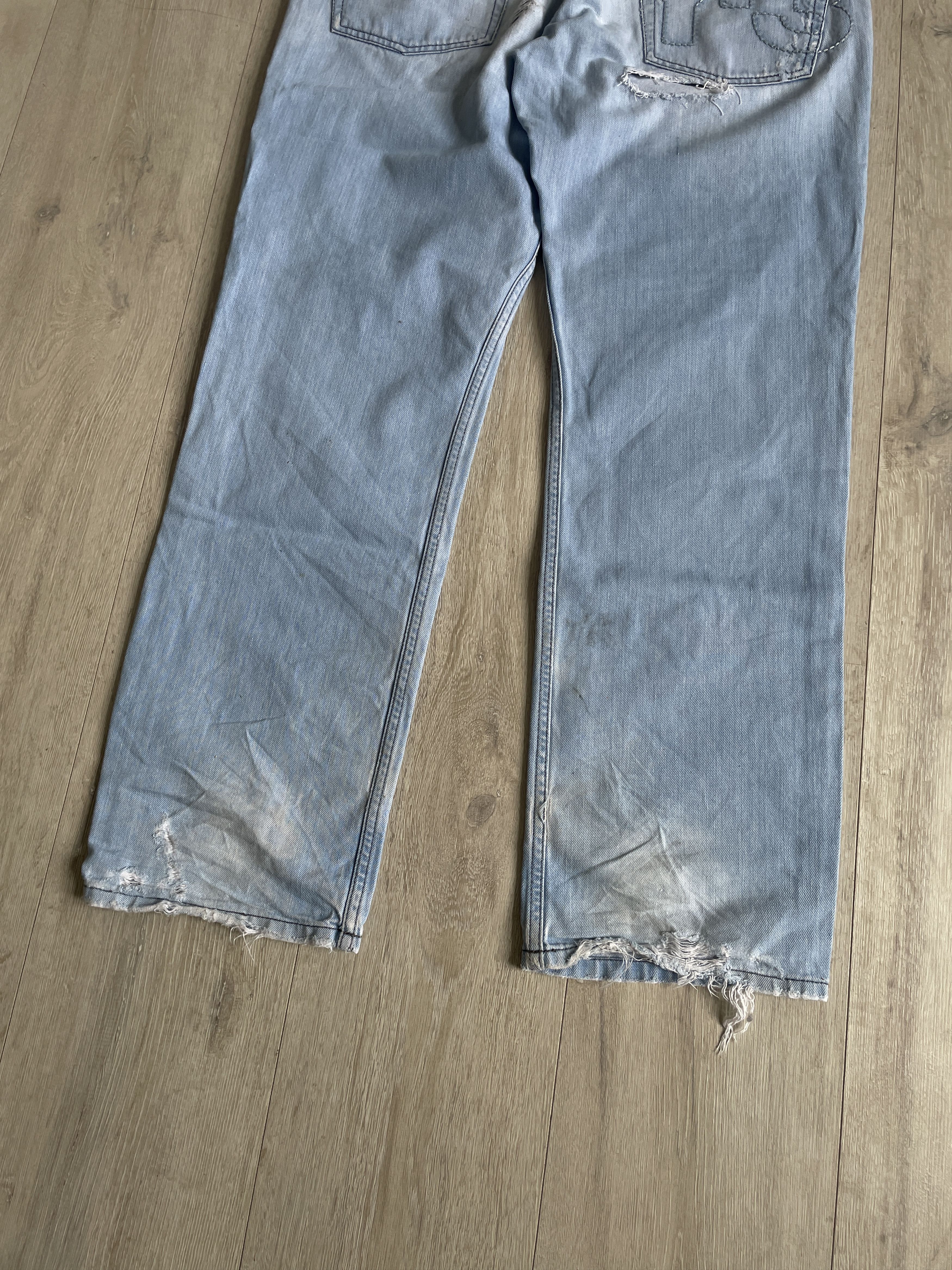 Y-3 Y-3 SS05 logo stitch runway ripped jeans Size US 32 / EU 48 - 4 Thumbnail