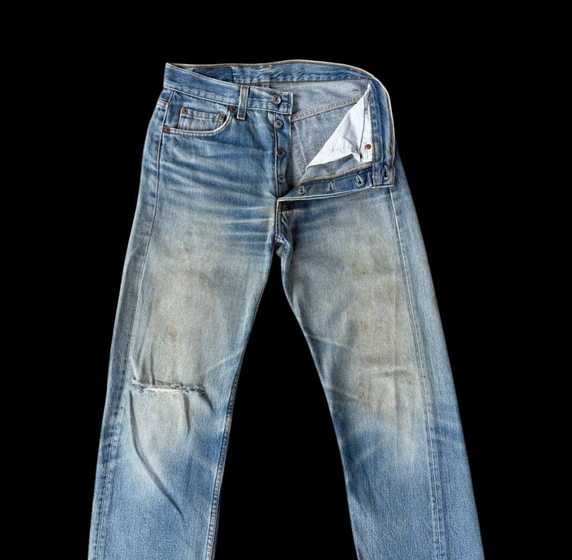 Levi's VTG LEVIS 501 YEARS 93 DISTRESSED DENIM KURT COBAIN STYLE Size US 28 / EU 44 - 7 Thumbnail