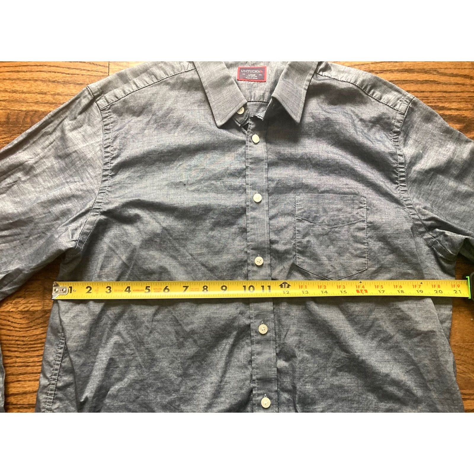 UNTUCKit UNTUCKit Button-Up Shirt Pio Cesare Mens Size L Blue Gray Casual Workwear Short Sleeve Button-Up Shirt Size US L / EU 52-54 / 3 - 7 Thumbnail