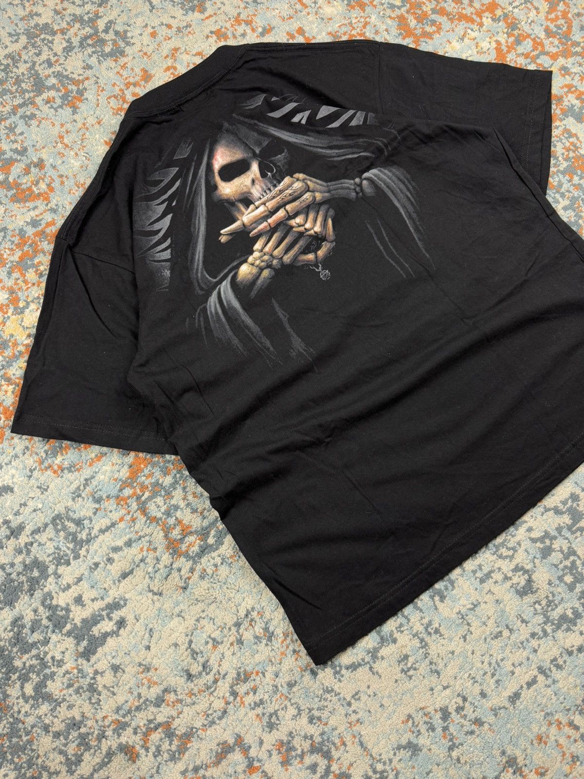 Vintage × West Coast Choppers Vintage 90s Spiral fuck you skull skeleton reaper tribal tee Size US XL / EU 56 / 4 - 4 Thumbnail
