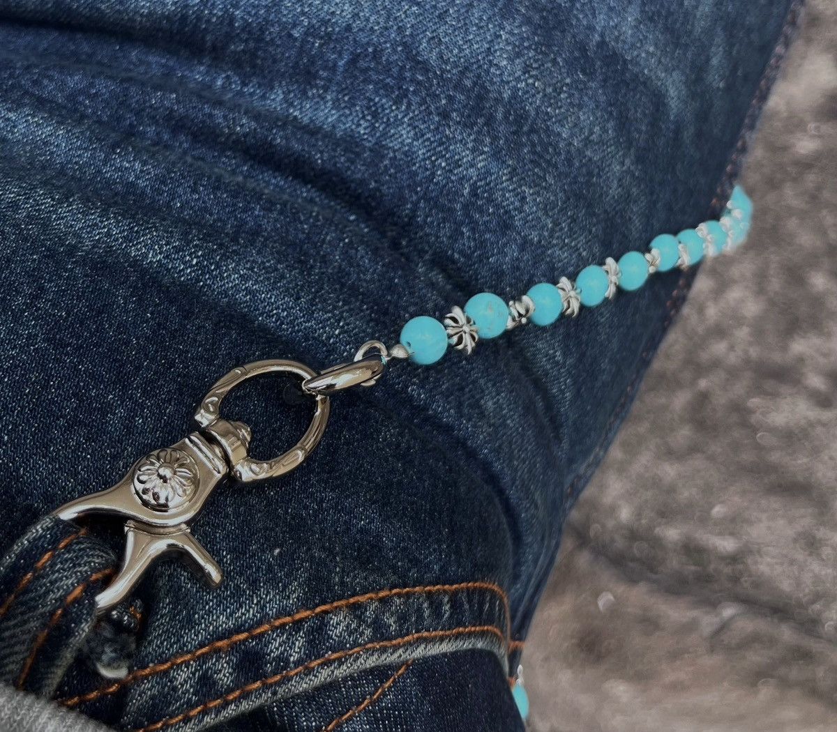 Japanese Brand × Vintage Retro punk y2k turquoise cross wallet chain Size ONE SIZE - 3 Thumbnail