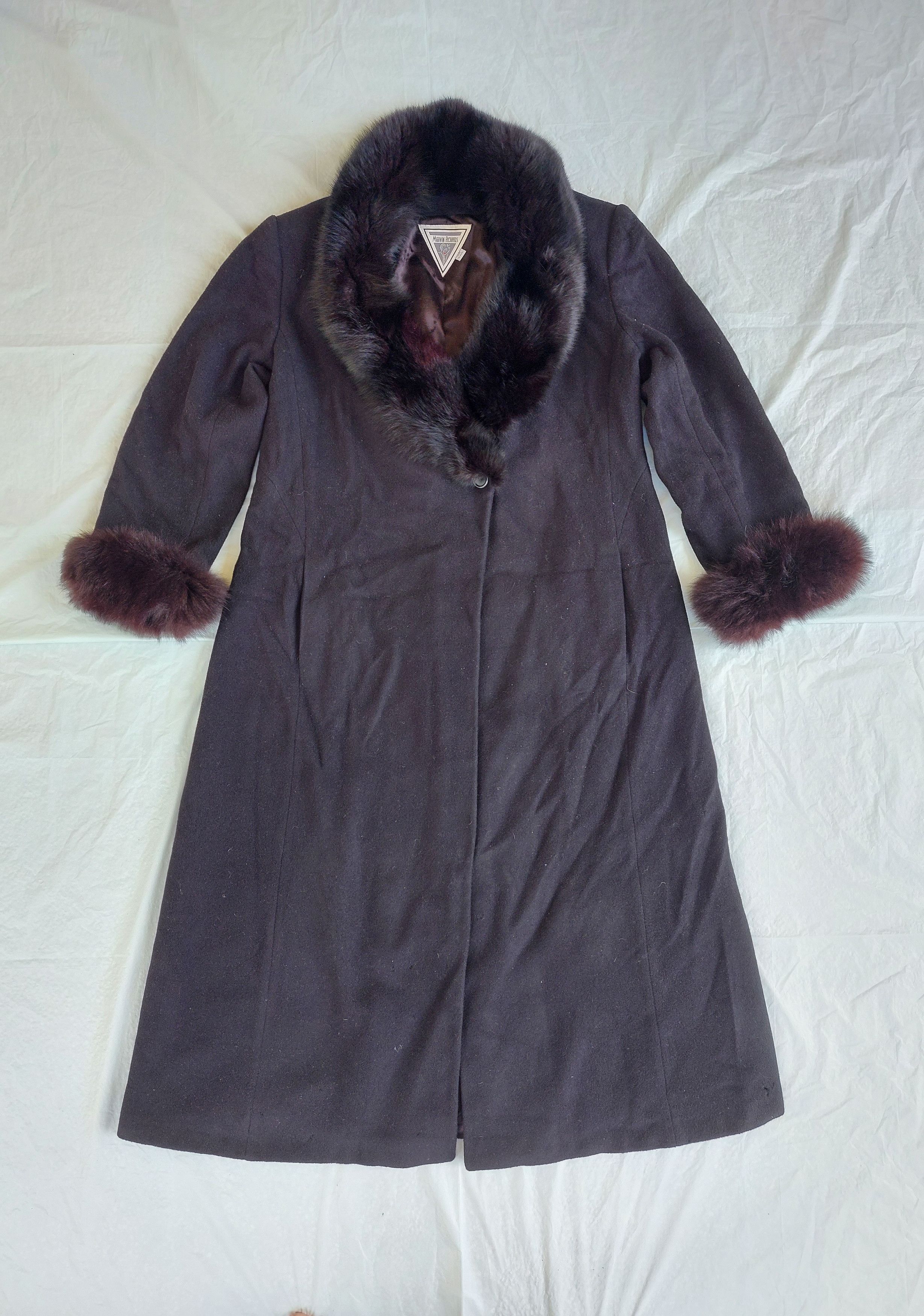 image of Vintage VTG Marvin Richards Fur Wool Overcoat in Black, Women's (Size 2XL)
