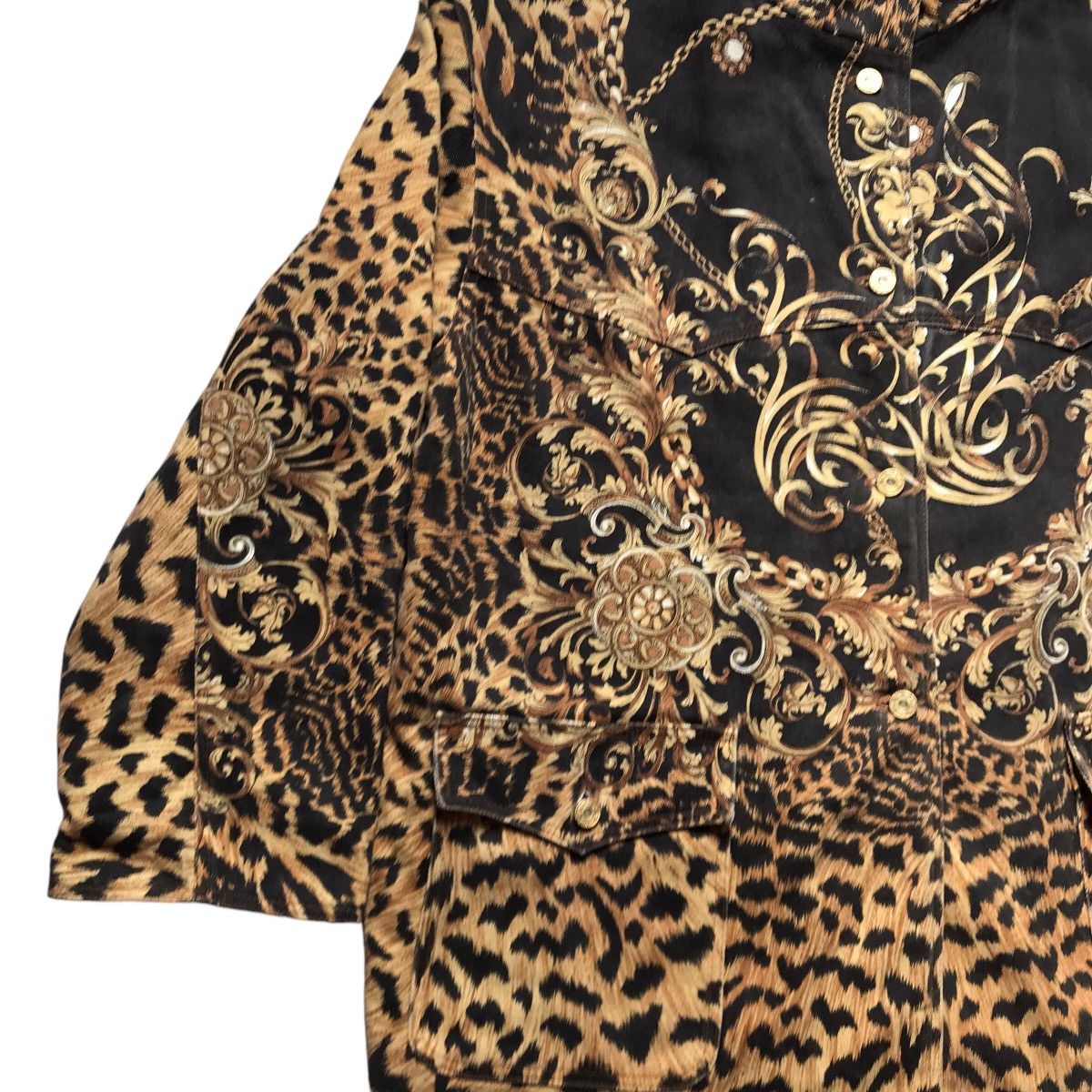 Infinite Archives RARE VINTAGE ROBERTO CAVALLI SILK GOLD OVERPRINT JACKET Size US L / EU 52-54 / 3 - 8 Thumbnail