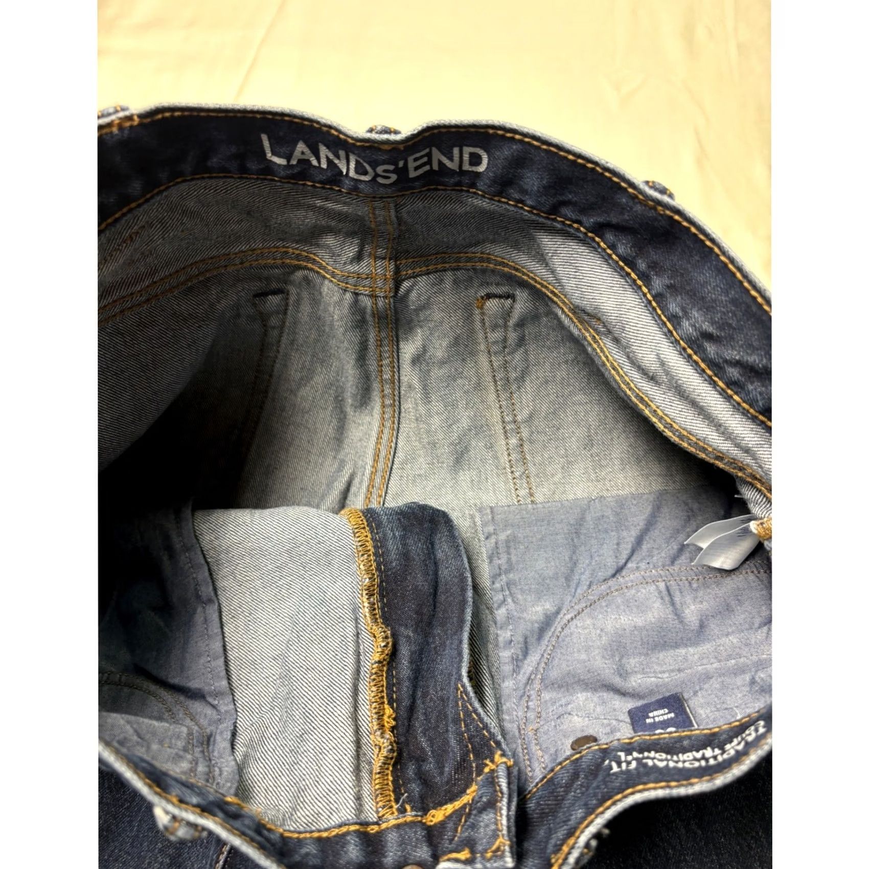 Lands' End VINTAGE? No — Lands' End Dark Wash Denim Jeans Mens 33x25 Lands' End Traditional Fit Jeans Regular Fit 33 Inseam 25 Dark Denim Pants Blue Shoes? Size US 33 - 4 Thumbnail