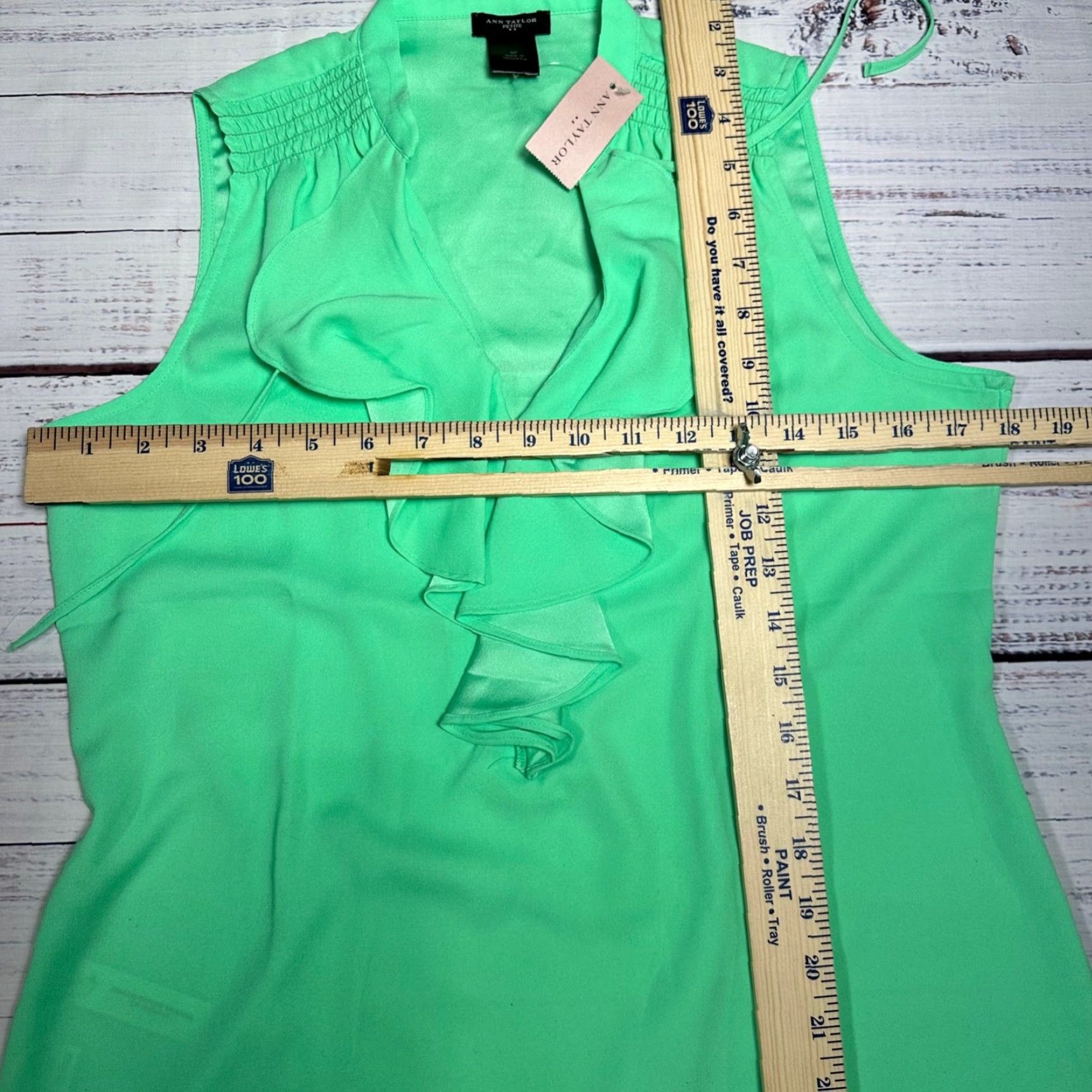 Ann Taylor Ann Taylor Tank Womens Petite PS Green Ruffled Neck Pullover New Size S / US 4 / IT 40 - 2 Thumbnail
