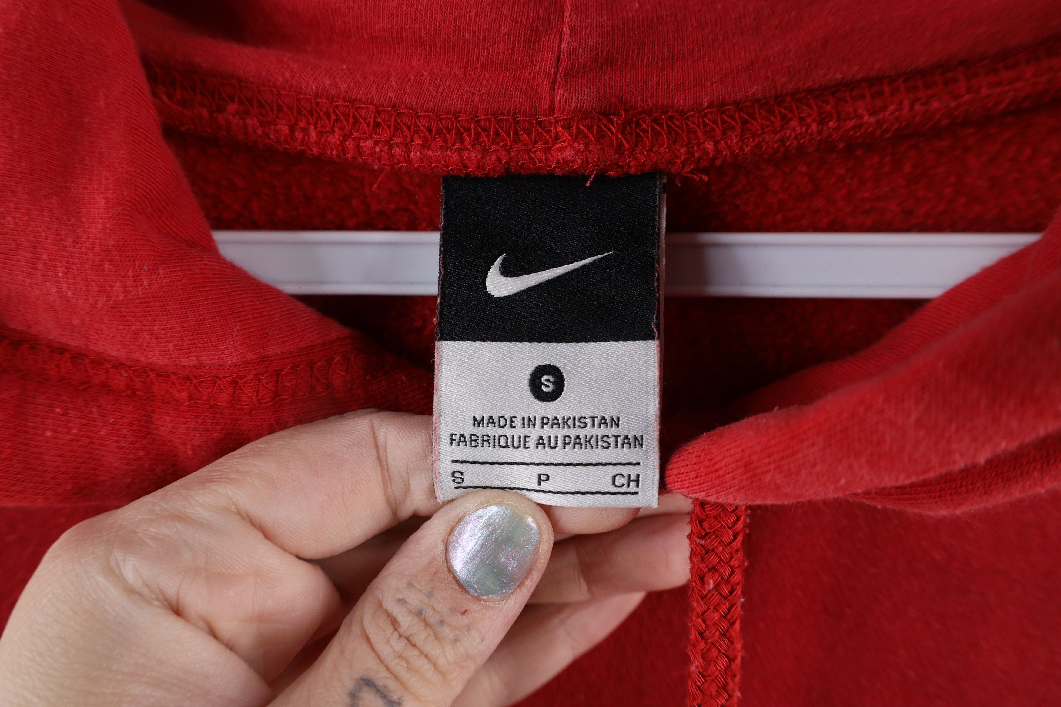 Nike × Vintage Vintage Nike Travis Scott Mini Swoosh Hoodie Sweatshirt Red Size US S / EU 44-46 / 1 - 7 Thumbnail