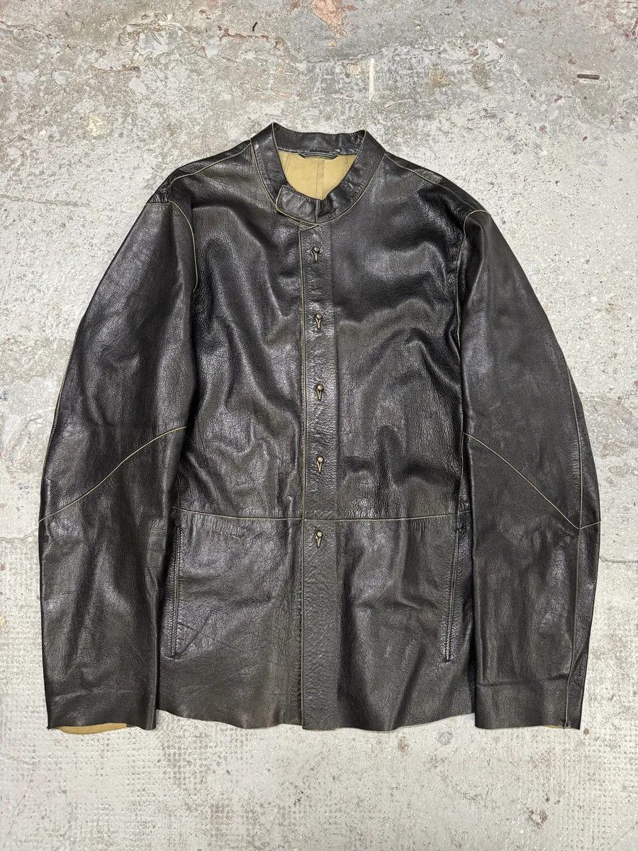Emporio Armani 1990s Emporio Armani Black Mao Samurai Goat Leather Jacket Size US M / EU 48-50 / 2 - 1 Thumbnail