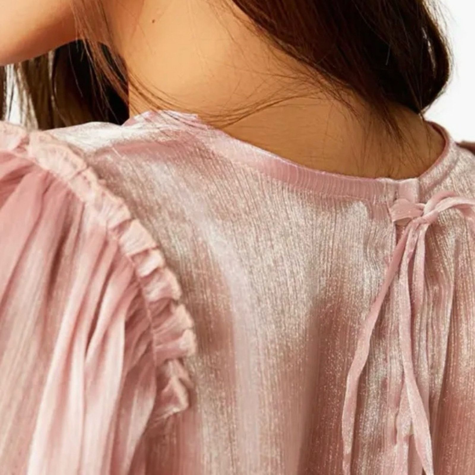 Free People NWT Free People Freya Frost Long Sleeve Sheer Blouse Large Size L / US 10 / IT 46 - 2 Thumbnail