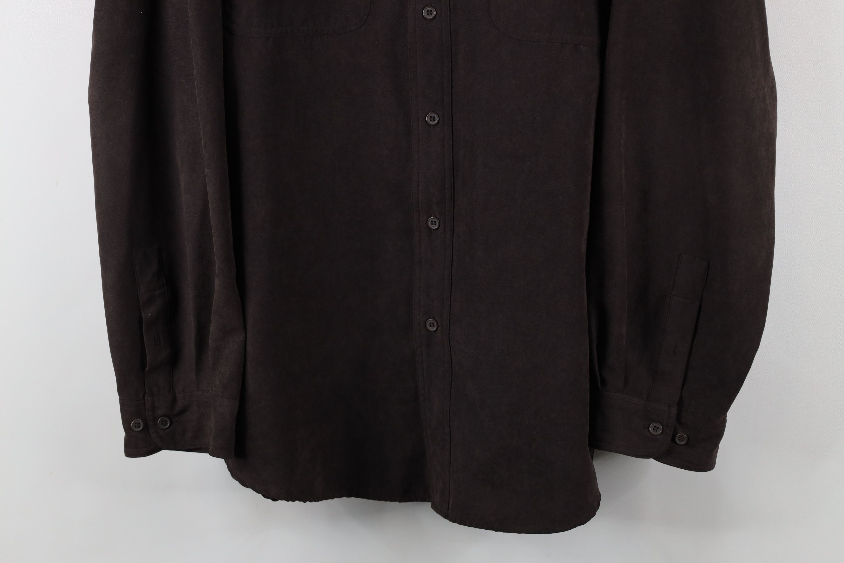 Vintage Vintage 90s Streetwear Collared Button Shirt Dark Brown Size US XL / EU 56 / 4 - 3 Thumbnail