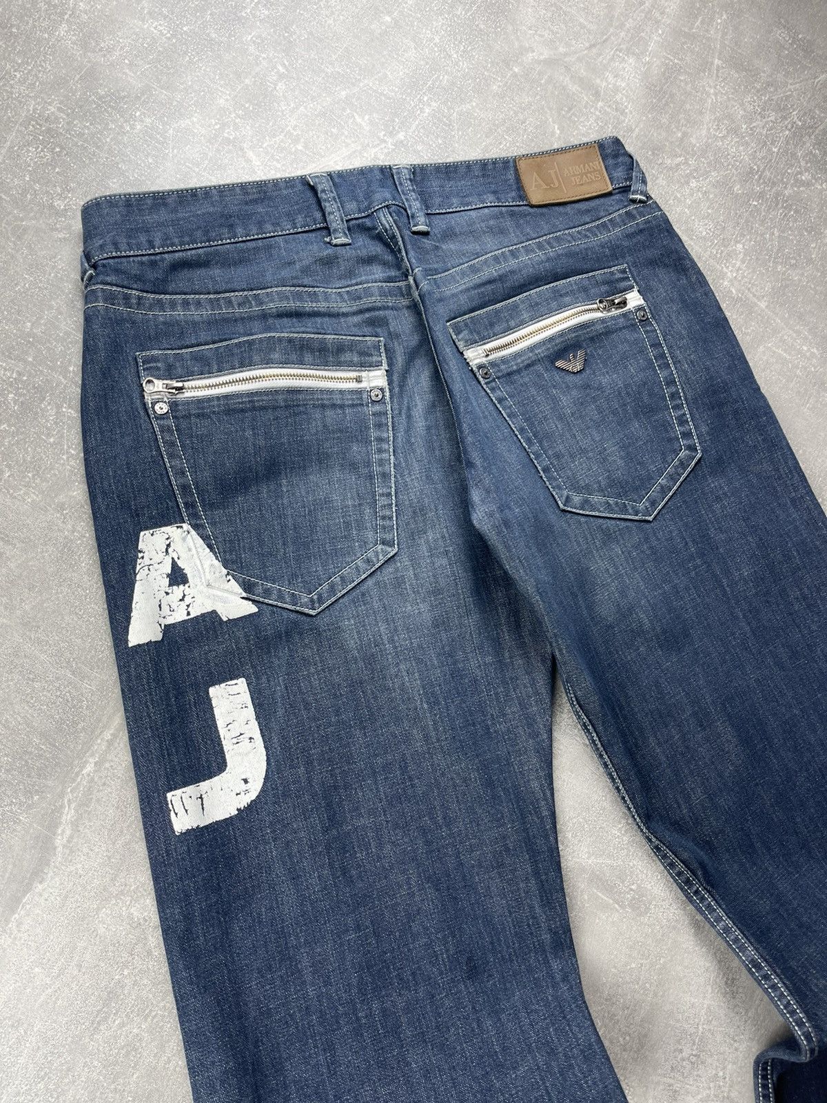 Armani Armani Jeans Vintage 00s Indigo 007 AJ Logo Denim Jeans Size US 33 - 4 Thumbnail