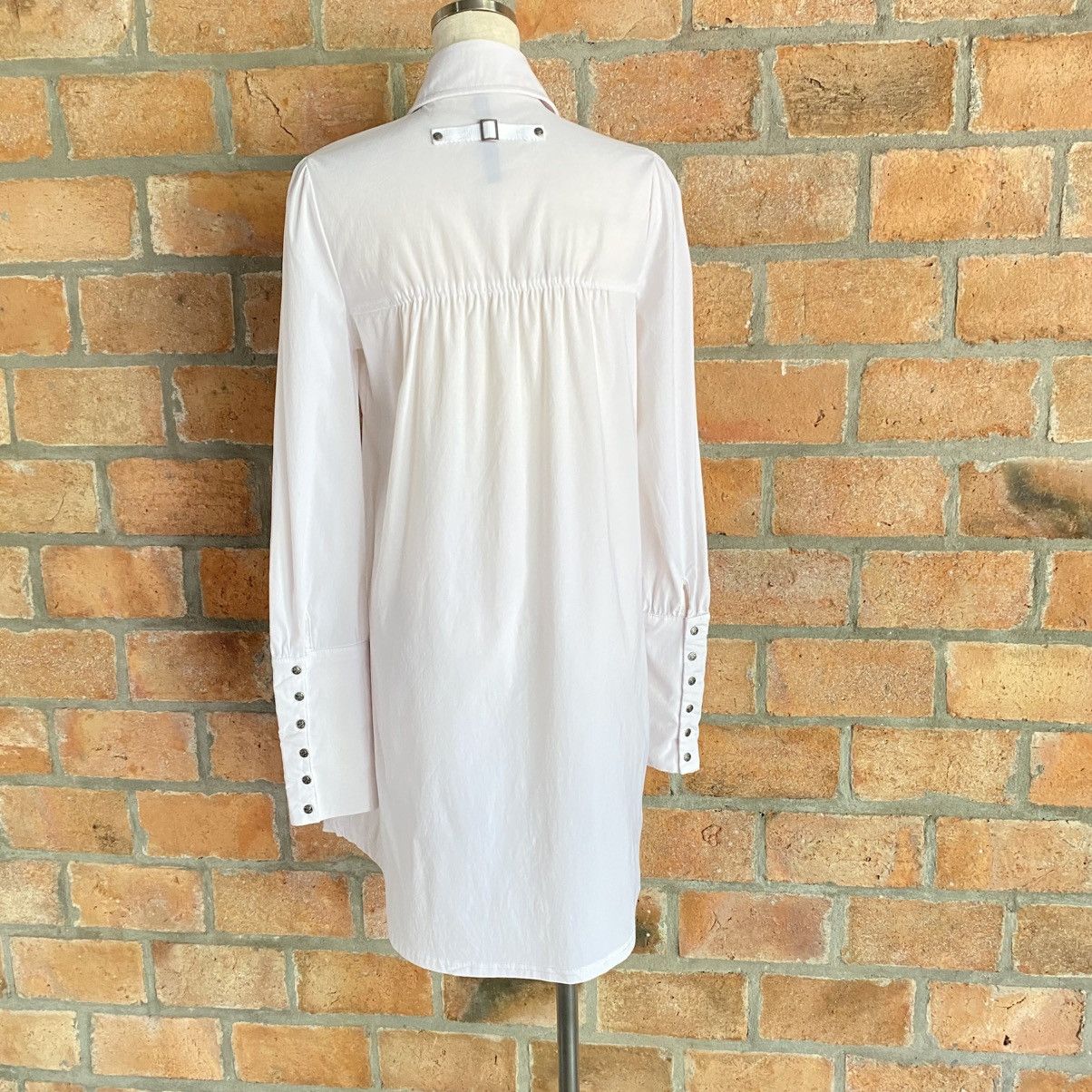 Japanese Brand Ozz Croce Y2K Punk White Embroidered Long Dress Shirt Size M / US 6-8 / IT 42-44 - 4 Thumbnail
