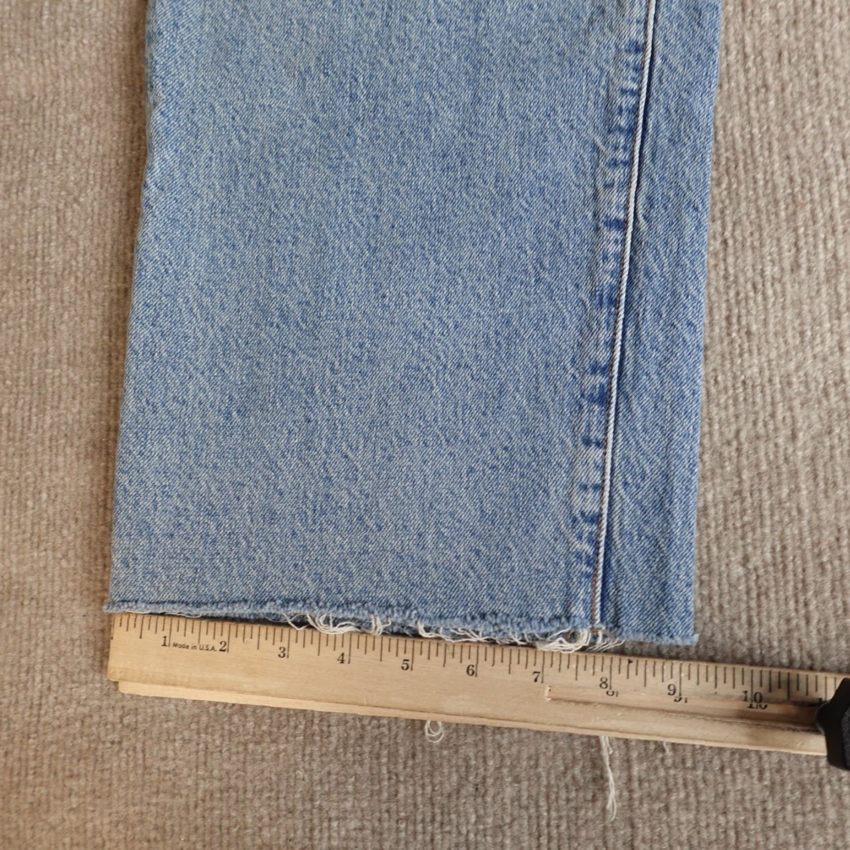 Levi's VINTAGE not Levi's Womens Jeans 32 Blue Wide Leg Cotton Hemp Raw Hem Made & Crafted Big E Size 24" / US 00 / IT 34 - 5 Thumbnail
