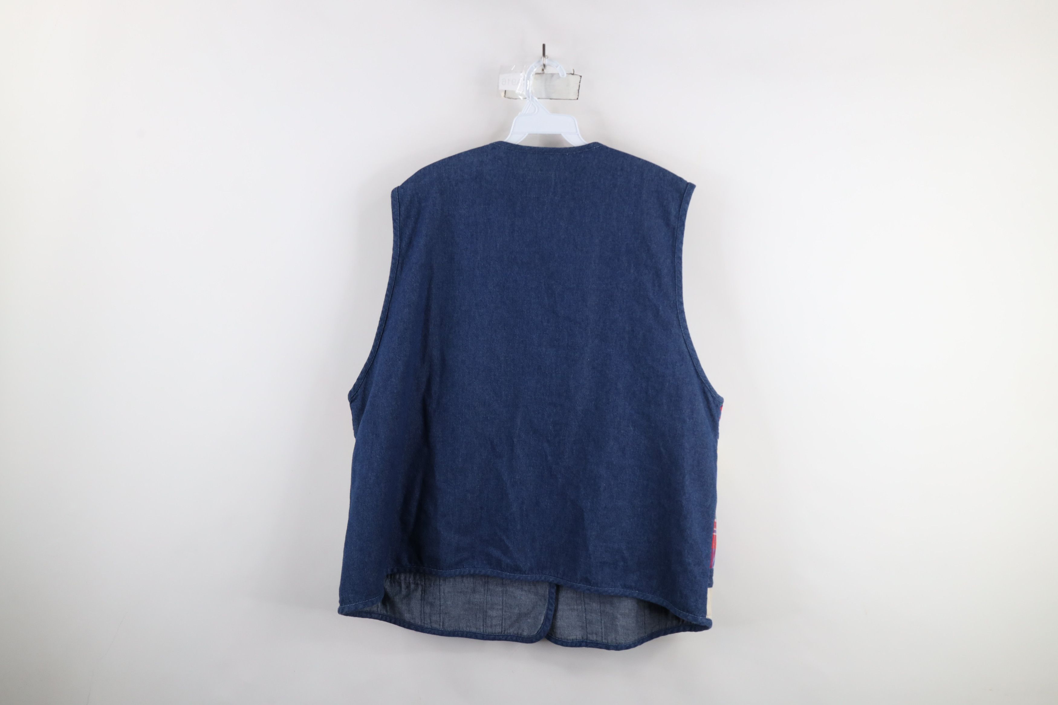 Vintage Vintage 90s Streetwear Nautical Flags Denim Vest Jacket Size XXL / US 16-18 / IT 52-54 - 10 Thumbnail