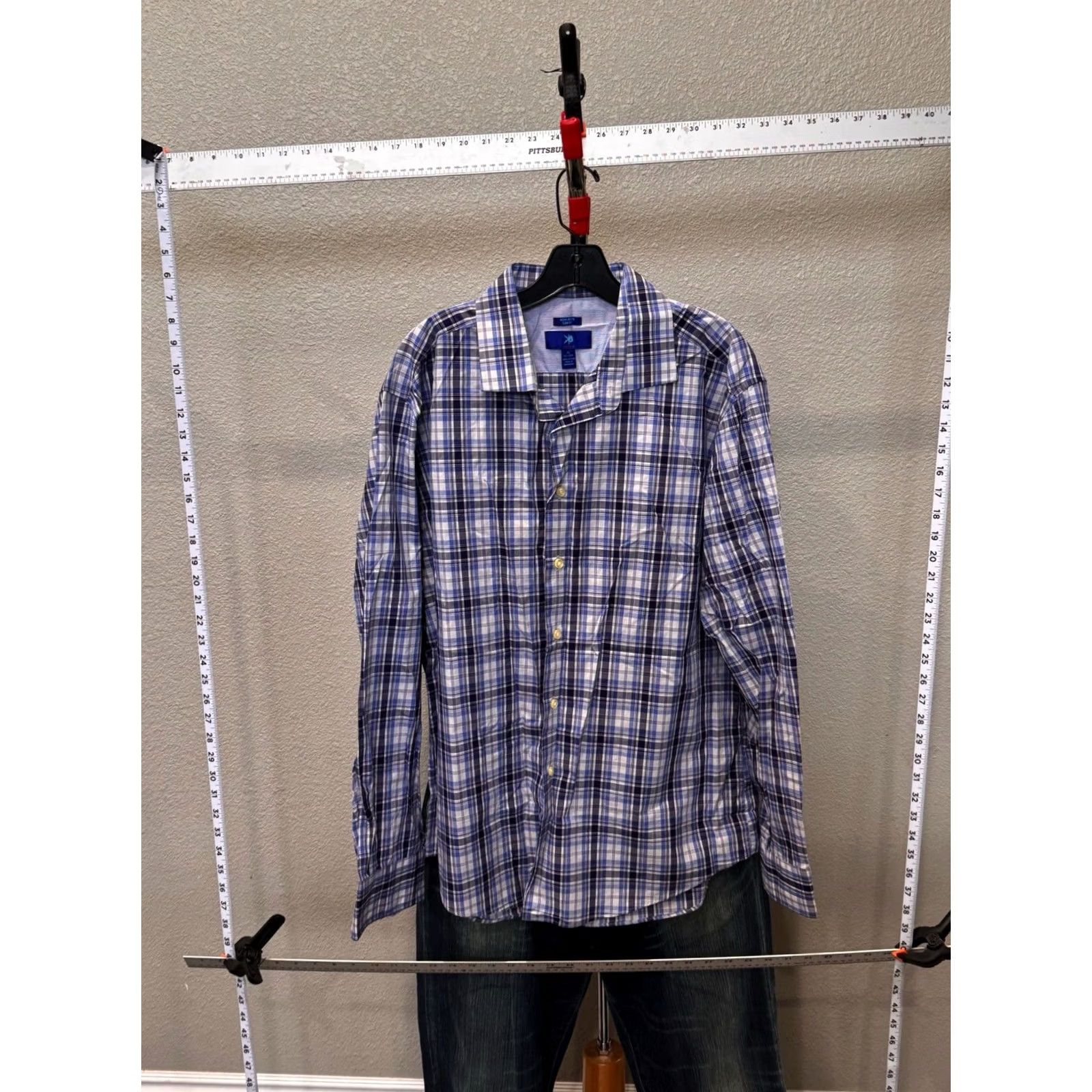 Egara Egara Blue Plaid SHIRT XL Mens Long Sleeve XS XL? Size US XL / EU 56 / 4 - 2 Thumbnail