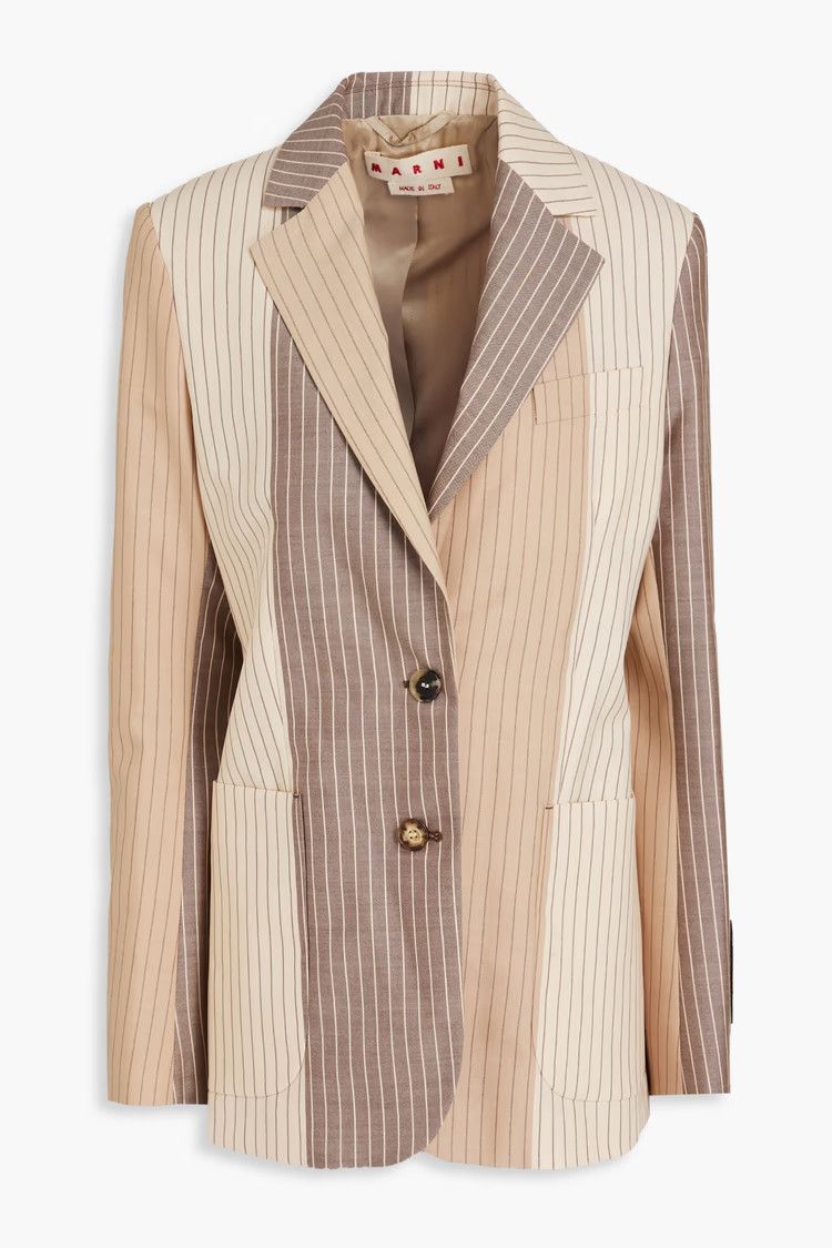 o1w1db10125 Pinstriped Wool Blazer in Mushroom