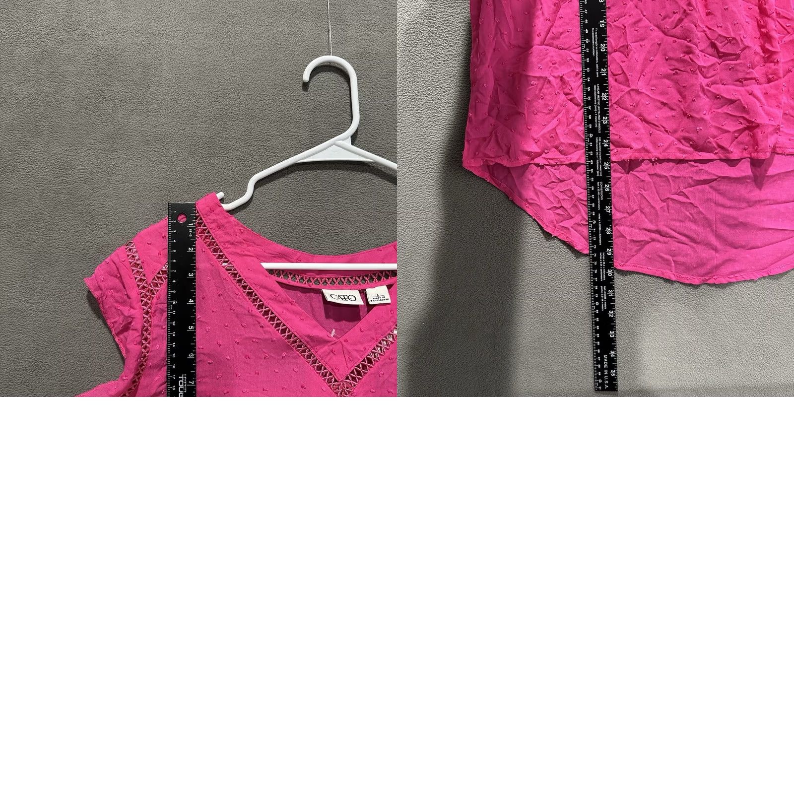 Vintage Cato Blouse Women Large Pink Polka Dot V-Neck Cap Sleeve 100% Rayon Size L / US 10 / IT 46 - 9 Thumbnail
