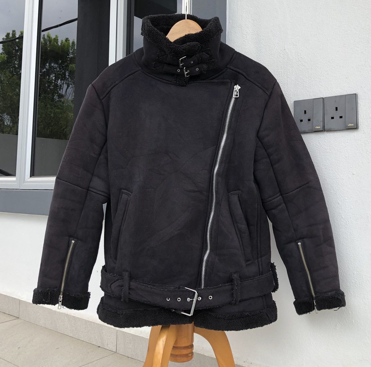 Japanese Brand Browny Standard Suede Shearling Biker Belted Zipper Jacket Size US M / EU 48-50 / 2 - 2 Thumbnail