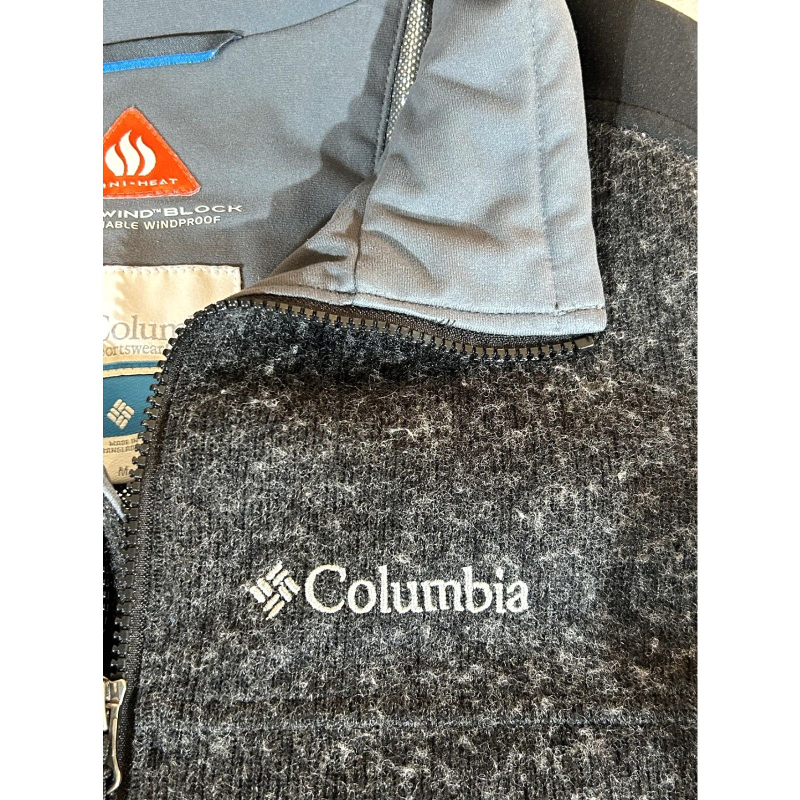 Vintage Columbia Jacket Mens Medium Wool Blend Softshell Omni-Heat Omni-Wind Gray Flecked Zipped Pockets Full Zip Outdoor Activewear Casual Travel Mens Size US M / EU 48-50 / 2 - 3 Thumbnail