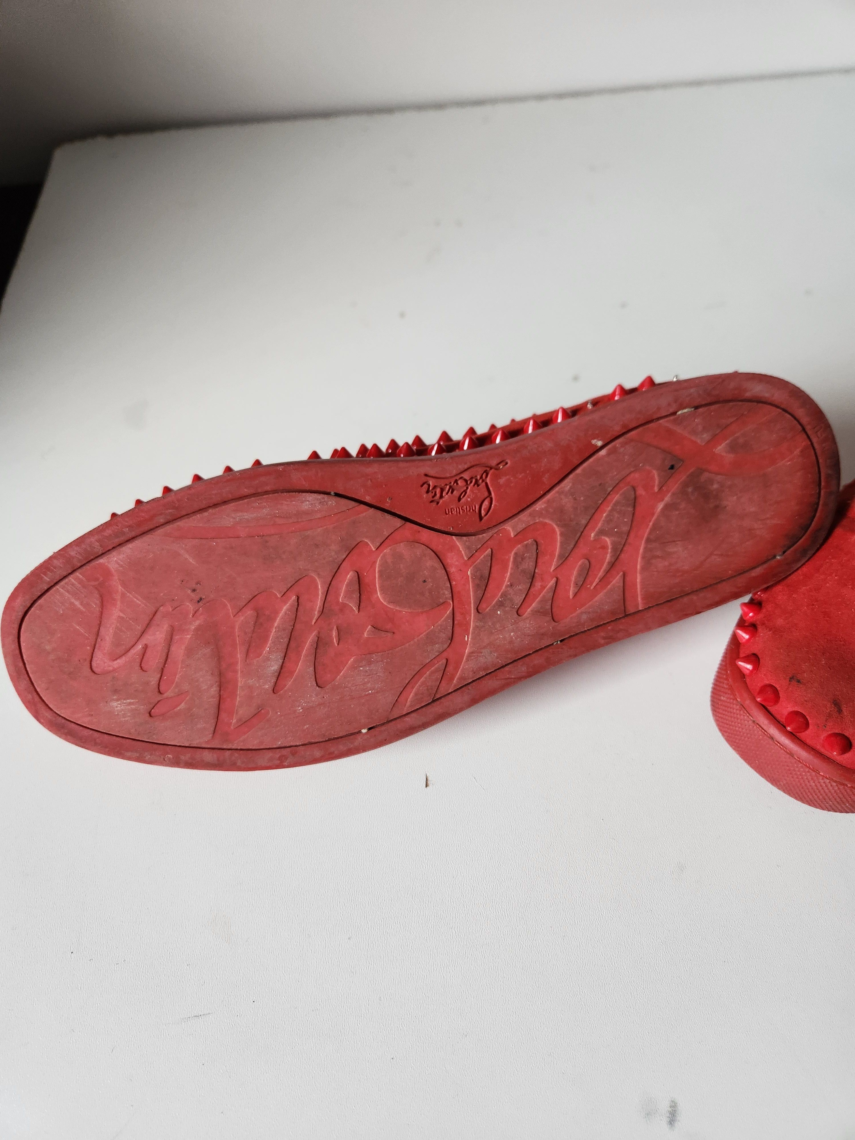 Christian Louboutin CHRISTIAN LOUBOUTIN | Pik Boat Mens Shoes Spike Slipons Red Size US 6.5 / EU 39-40 - 18 Thumbnail