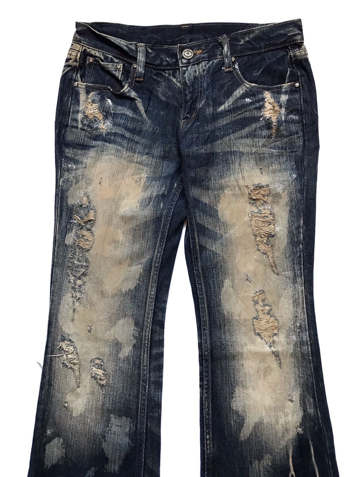 14th Addiction ERZAM FLARE DISTRESSED JEANS Size 28" / US 6 / IT 42 - 2 Thumbnail
