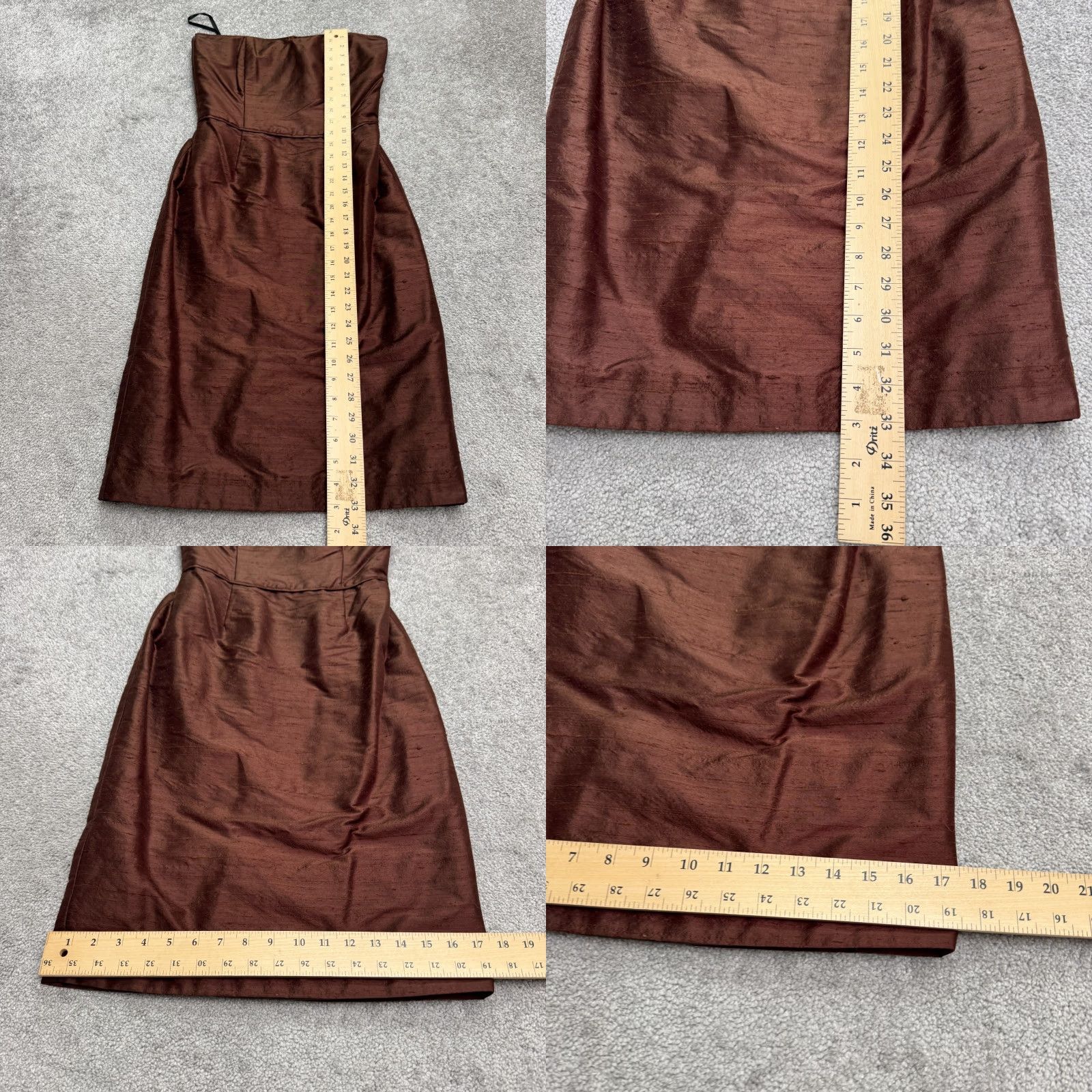 Vintage VINTAGE Siri Satin Strapless Cocktail Dress Women 2 Brown Midi Sleeveless Party Evening Glam Sheath Size XS / US 0-2 / IT 36-38 - 8 Thumbnail