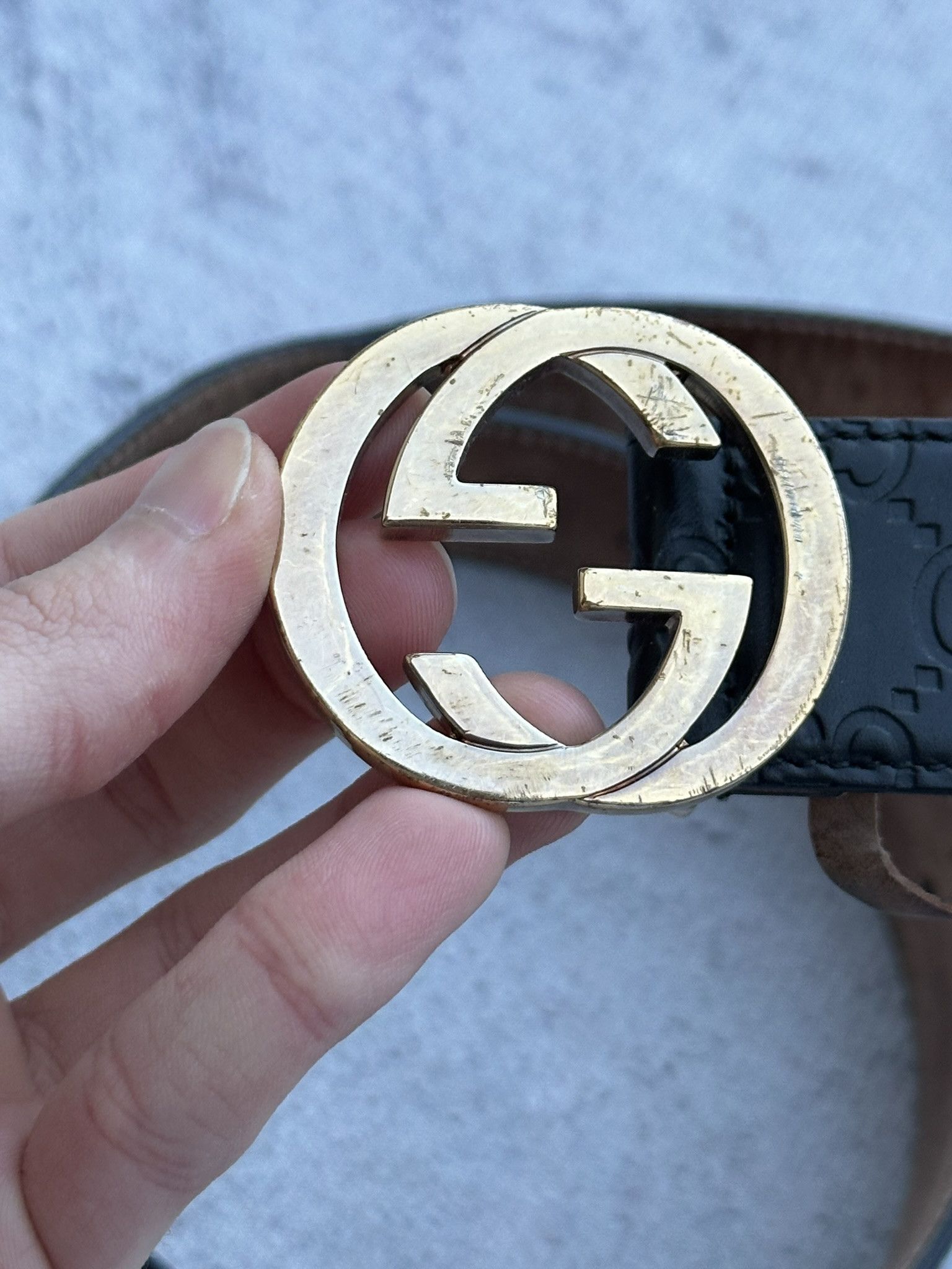 Gucci Gucci Belt Guccissima GG Monogram Black, Golden Buckle Size ONE SIZE - 3 Thumbnail
