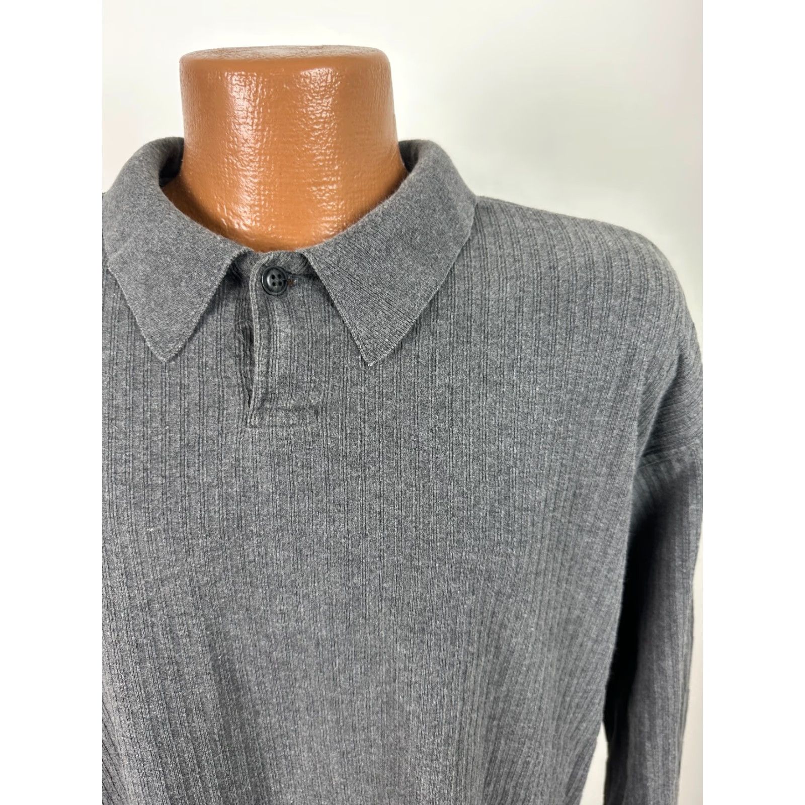 Banana Republic VINTAGE Banana Republic Polo Shirt Men Large 90s Ribbed Cotton Gray Formal Casual Golf Tennis L Mens Size US L / EU 52-54 / 3 - 2 Thumbnail