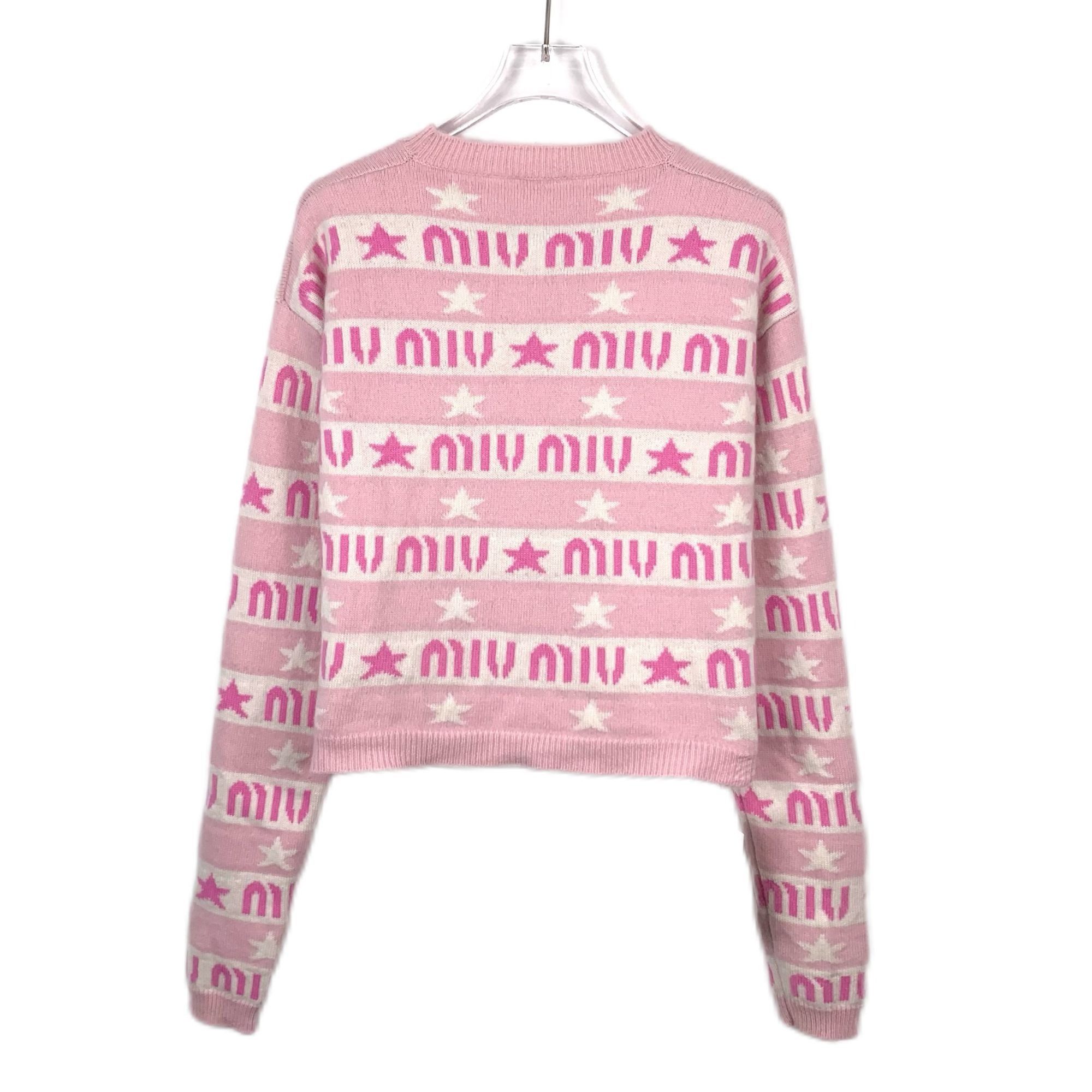 Miu Miu Miu Miu Pink & White Logo Star Pattern Sweater Size 38 S Mad Size XS / US 0-2 / IT 36-38 - 3 Thumbnail