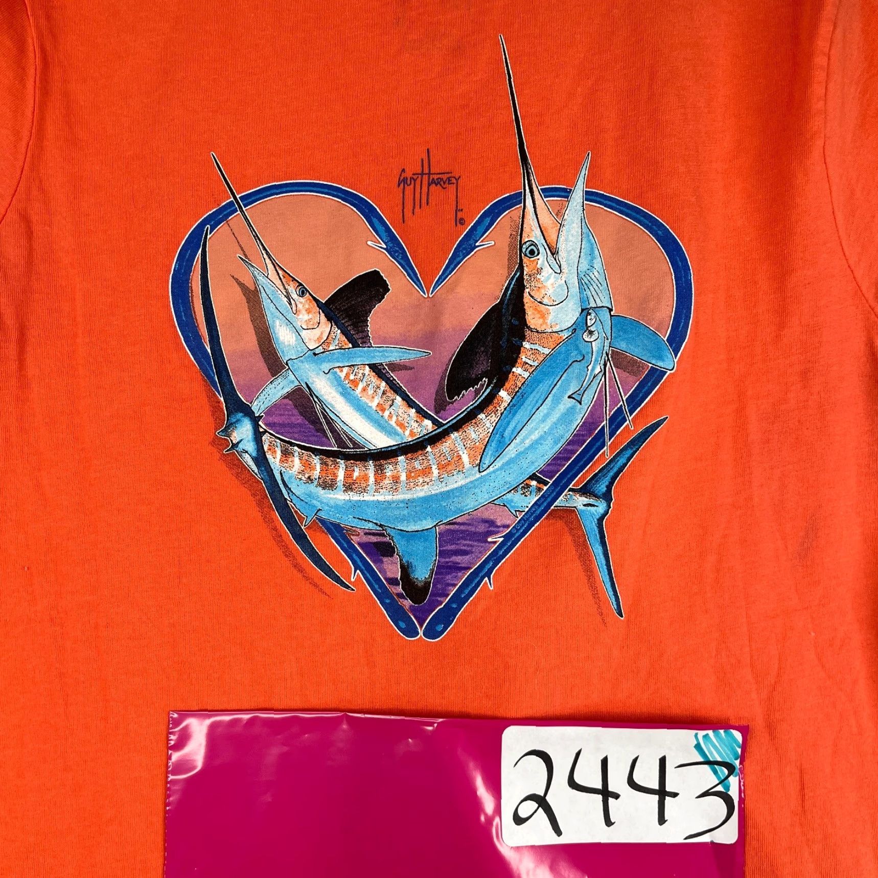 Guy Harvey Guy Harvey T Shirt Womens XL Orange Heart Fish Graphic Print Casual Ladies Size XL / US 12-14 / IT 48-50 - 2 Thumbnail