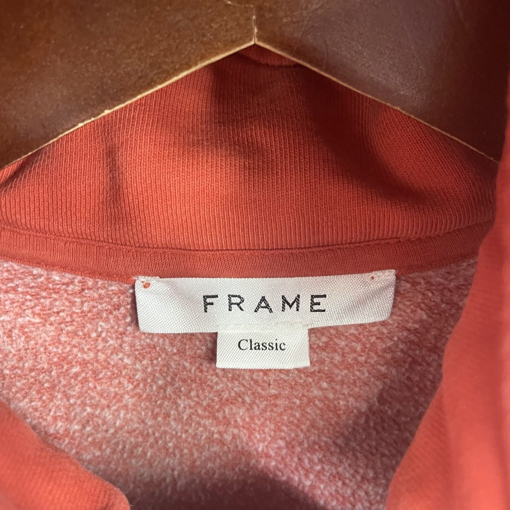 Frame FRAME Hoodie Mens Large Orange Classic Fit Zip Pocket Pullover Knit. Size US L / EU 52-54 / 3 - 7 Thumbnail