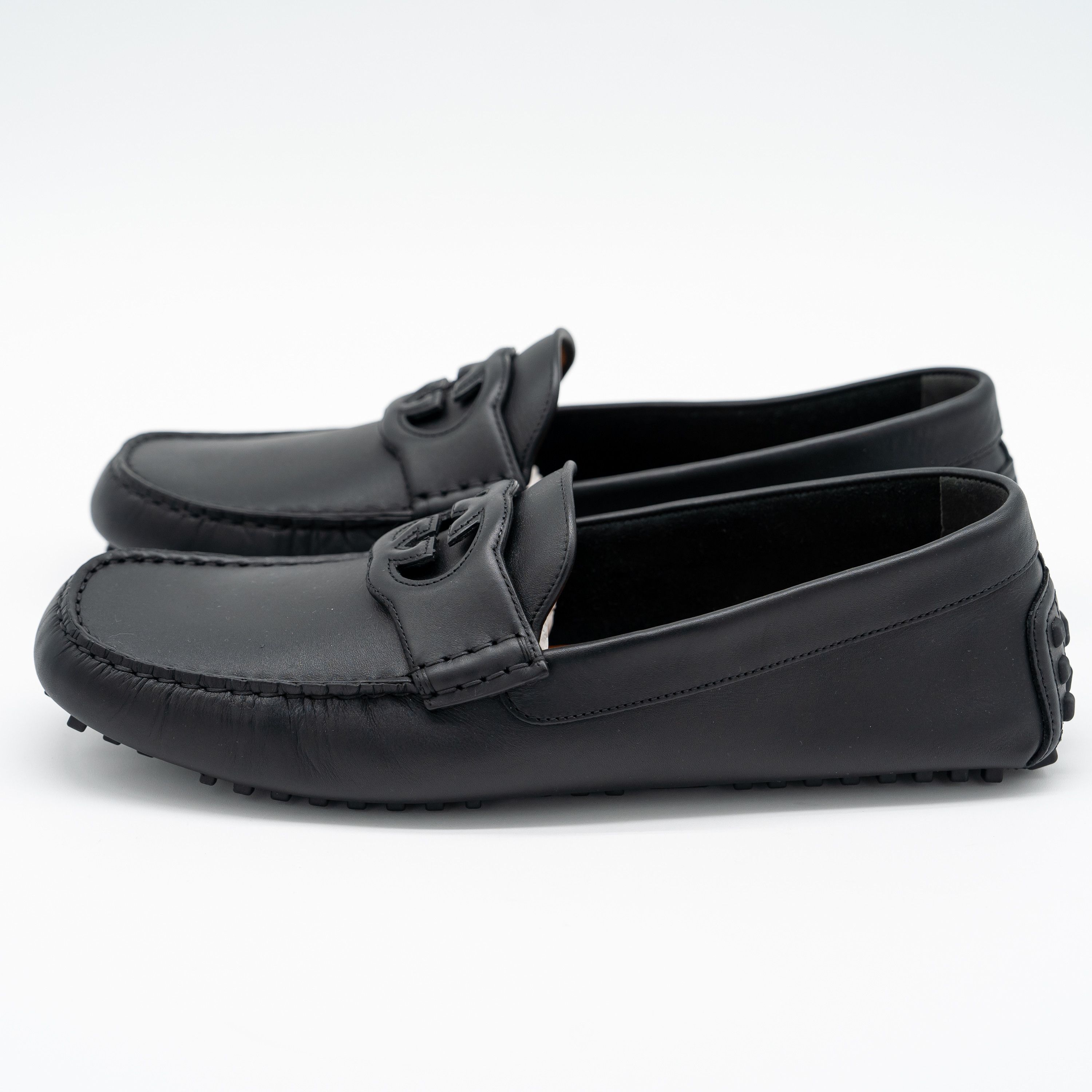 Gucci 13.5 US Gucci GG Leather Moccasin Driver Black Loafers Size US 13 / EU 46 - 4 Thumbnail