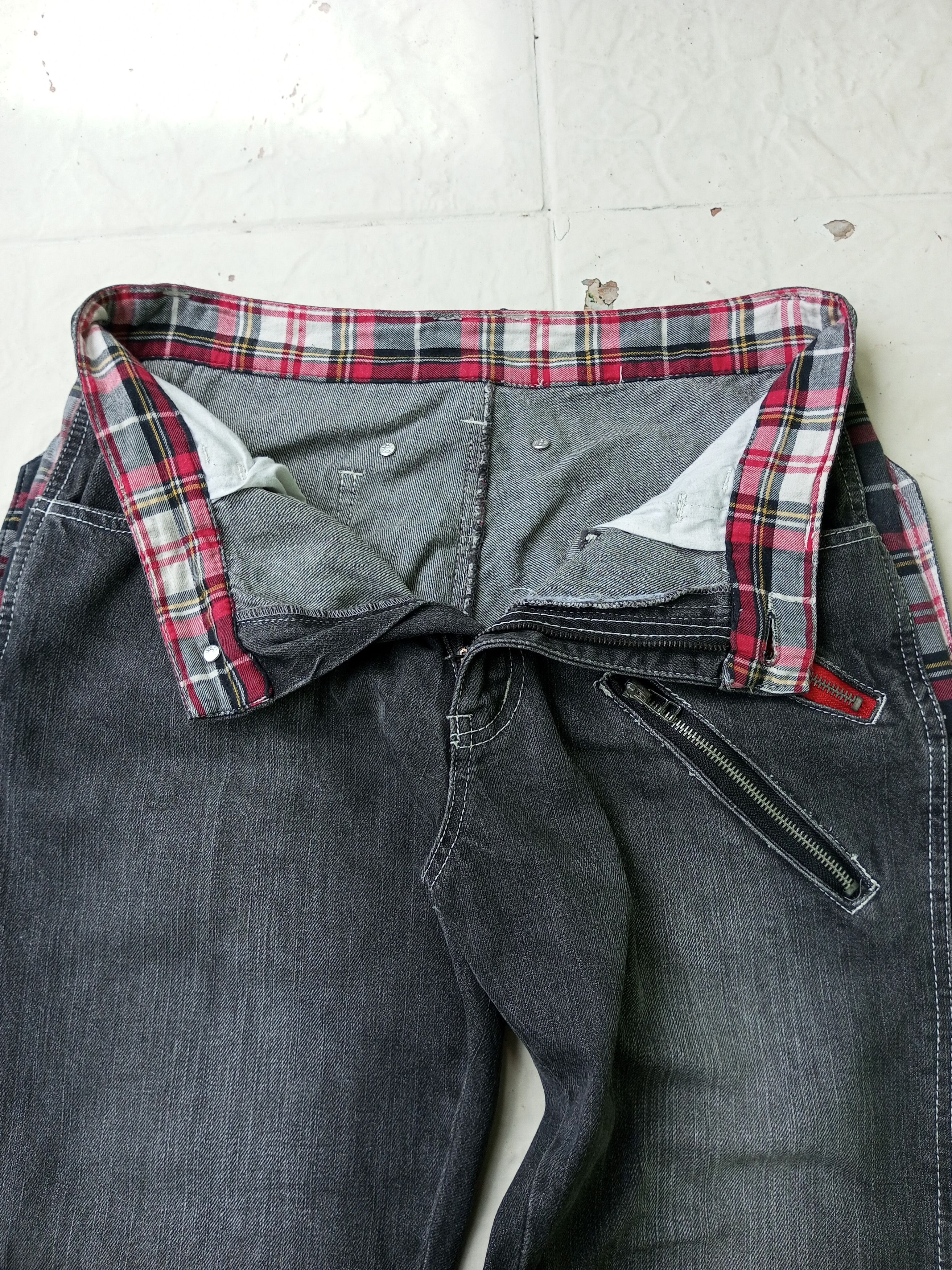 Japanese Brand Vtg Japanese Brand Tartan Layered Denim Pants Punk Style Size US 32 / EU 48 - 7 Thumbnail