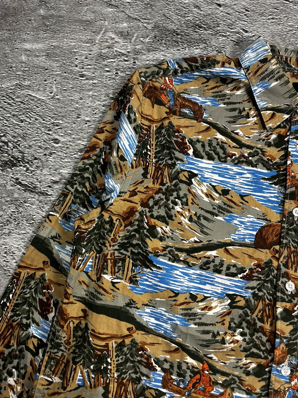Stussy Stussy shirt landscape print button up canoe outdoor vintage Size US XL / EU 56 / 4 - 5 Thumbnail