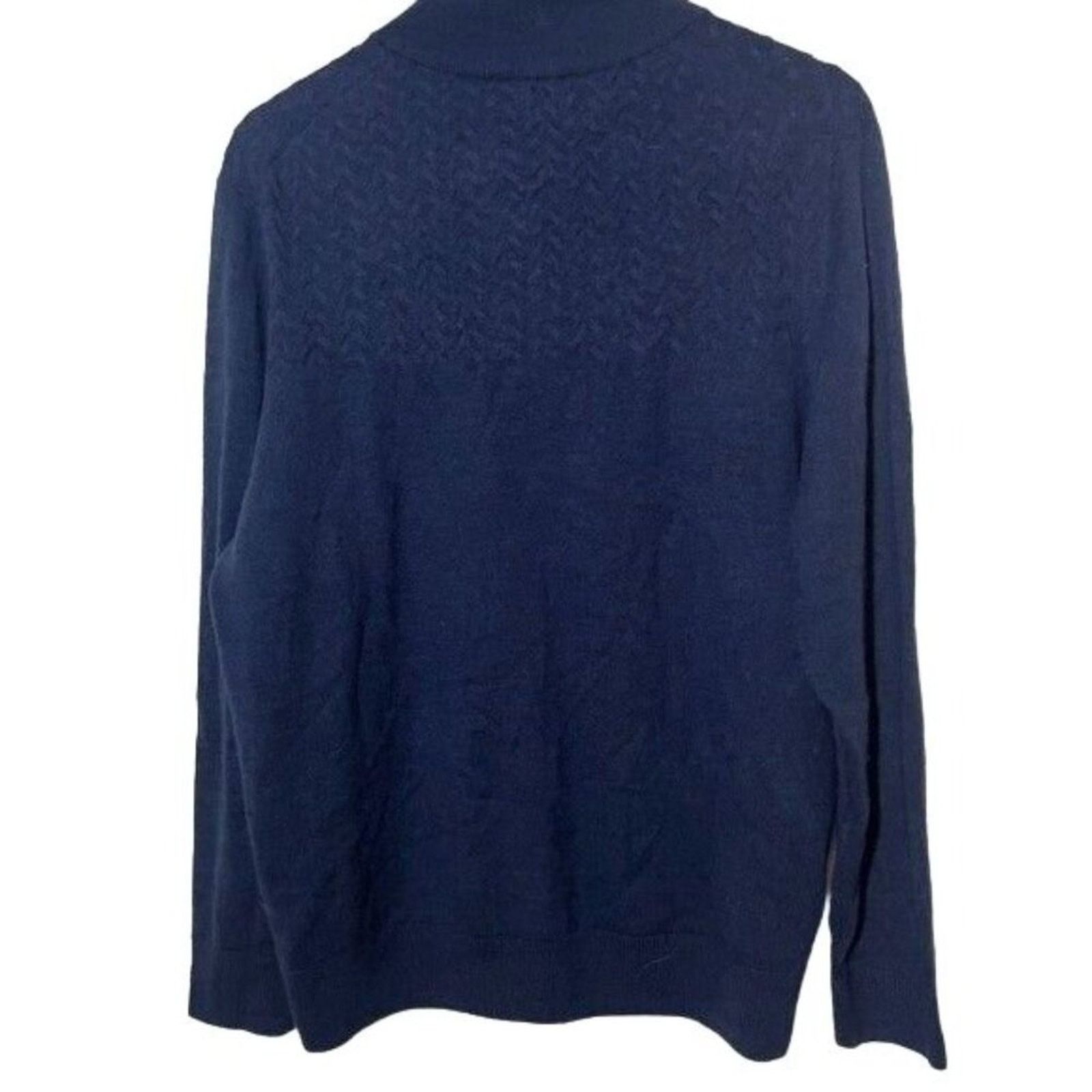 Turnbury Turnbury Merino Wool Henley Sweater Large Blue Mock Neck Size US L / EU 52-54 / 3 - 5 Thumbnail