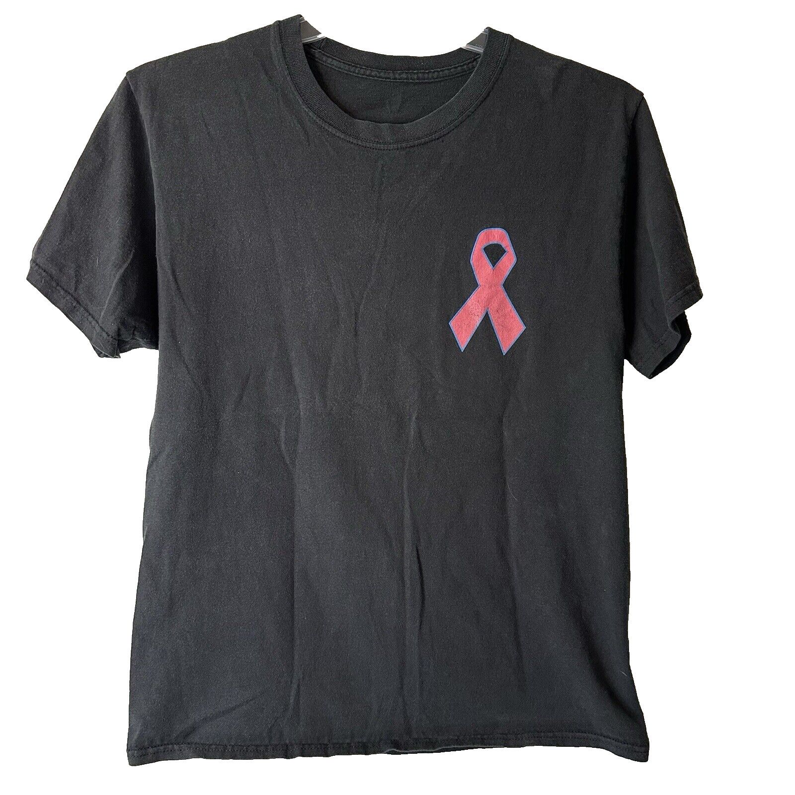 The Unbranded Brand Breast Cancer Awareness Small Black T-shirt pink/Blue Ribbon Size US S / EU 44-46 / 1 - 2 Thumbnail