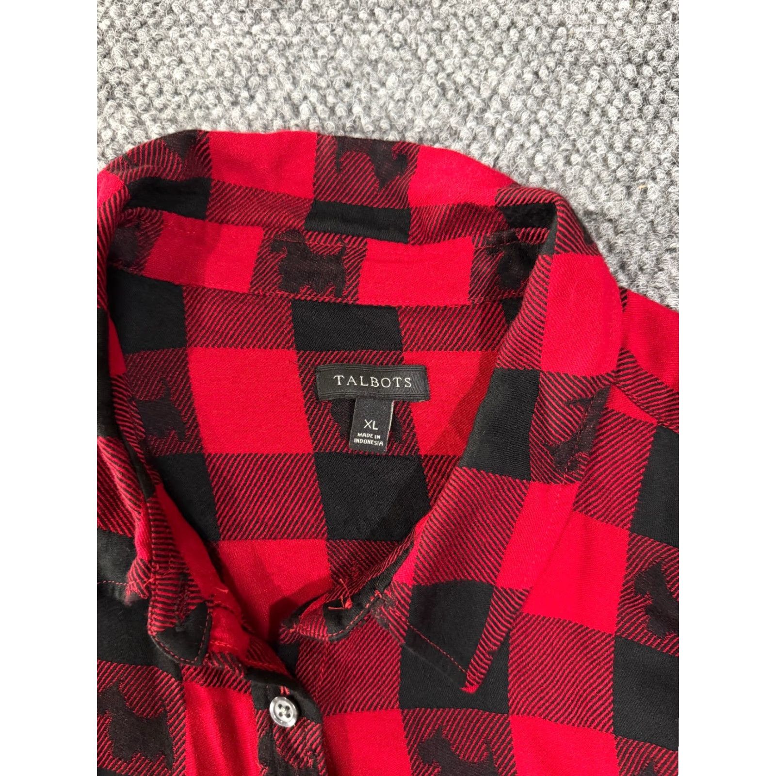 Talbots Talbots Shirt Womens XL red black plaid Scottie dog long sleeve Button-Up Casual Shirt Size XL / US 12-14 / IT 48-50 - 3 Thumbnail