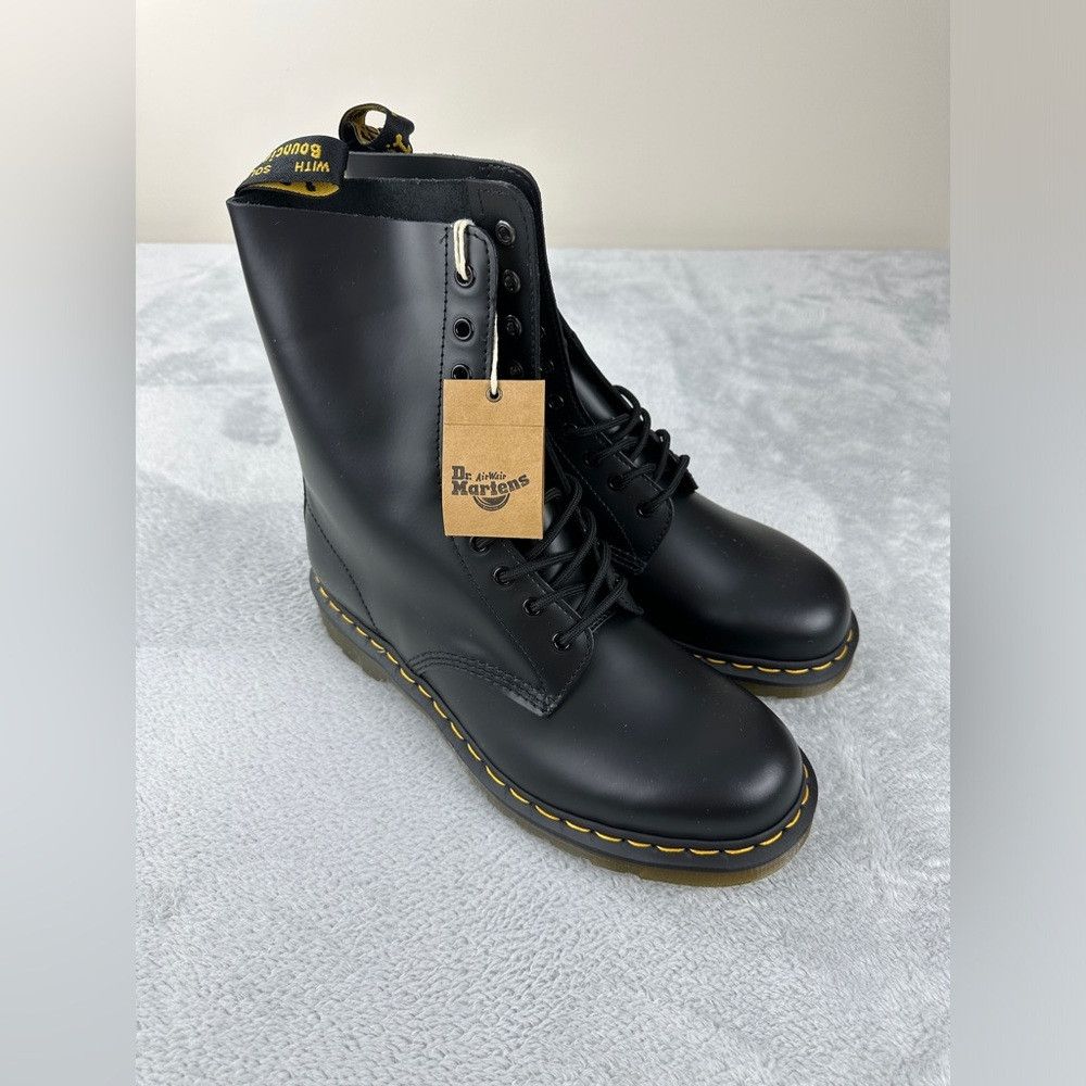Dr. Martens Dr Martens NWT 1490 Smooth Black Leather Mid Calf Boots 10 Size US 11 / EU 44 - 3 Thumbnail