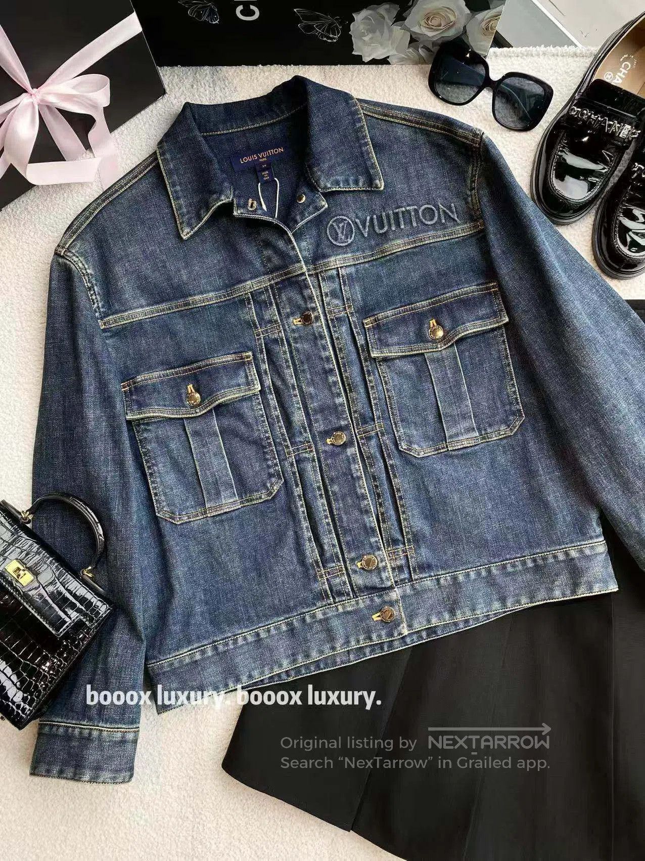 Louis Vuitton Louis Vuitton Alphabet leather brand denim jacket jacket| Size 4XL / US 24-26 - 1 Thumbnail
