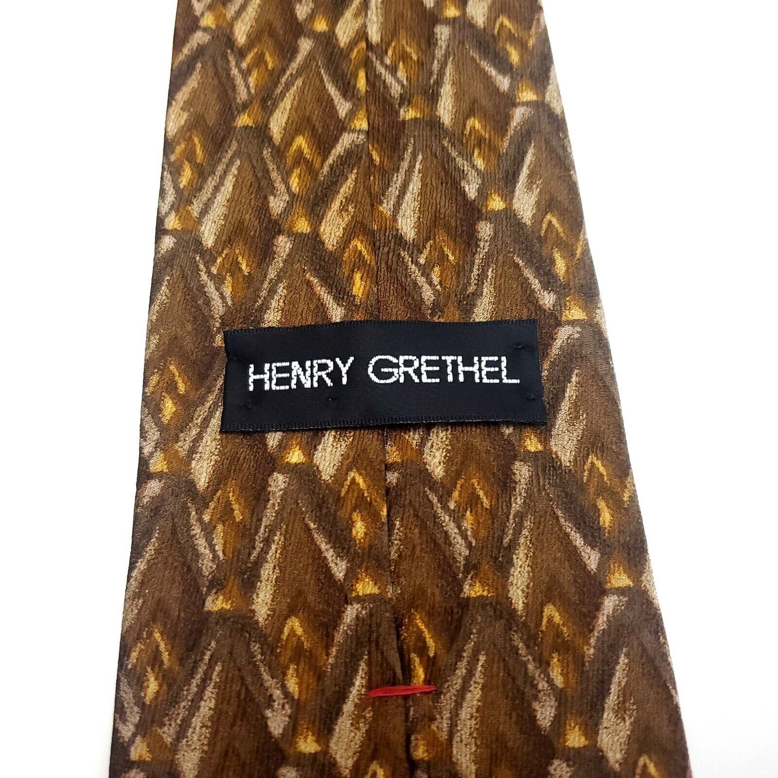 Henry Grethel Henry Grethel Bronze Brown Silk Tie Woven Geometric Wide Size ONE SIZE - 4 Thumbnail