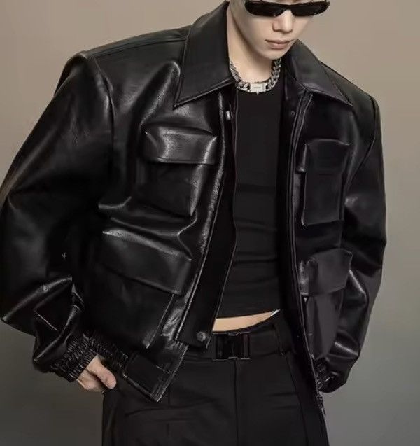 Japanese Brand Distressed Oversized PU Leather Bomber Jacket Size US M / EU 48-50 / 2 - 5 Thumbnail