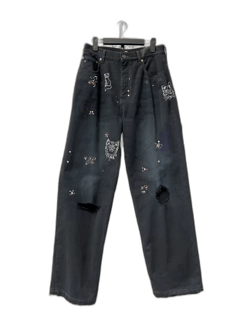 Balenciaga Balenciaga Cat Graffiti Denim Pants Size S-2505 Size US 26 / EU 42 - 1 Thumbnail