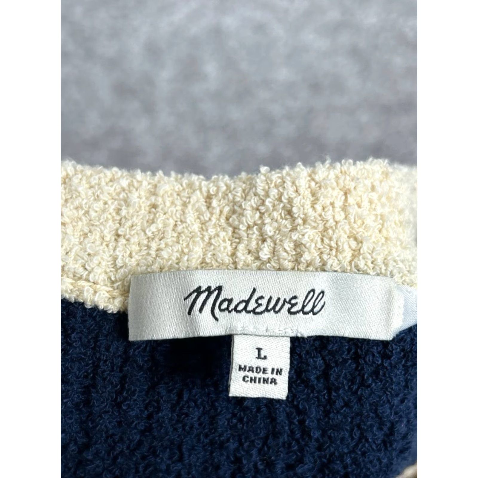 Madewell Madewell Sweater Womens Large Blue Beige Striped Cotton Knit Pullover Casual Size L / US 10 / IT 46 - 3 Thumbnail