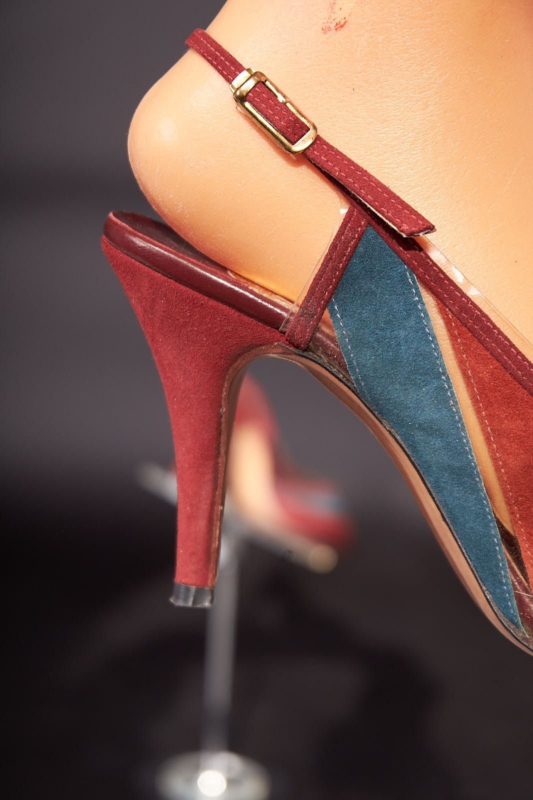 Vintage 1950s D’Antonio Peep Toe Clear and Suede Heels Shoes Size US 6.5 / IT 36.5 - 8 Thumbnail