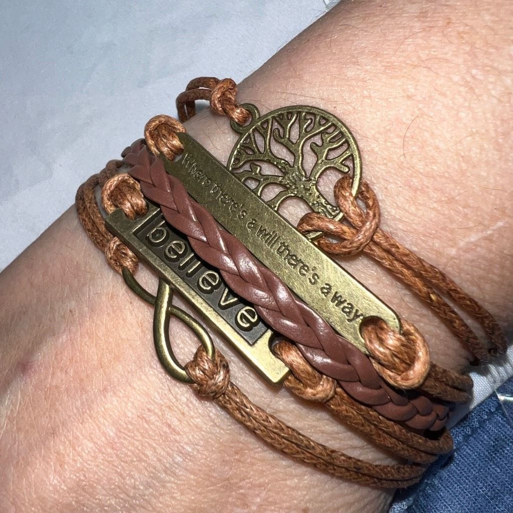 Other Multi Strand Leather and Brass Tone Sayings Bracelet Size ONE SIZE - 2 Thumbnail
